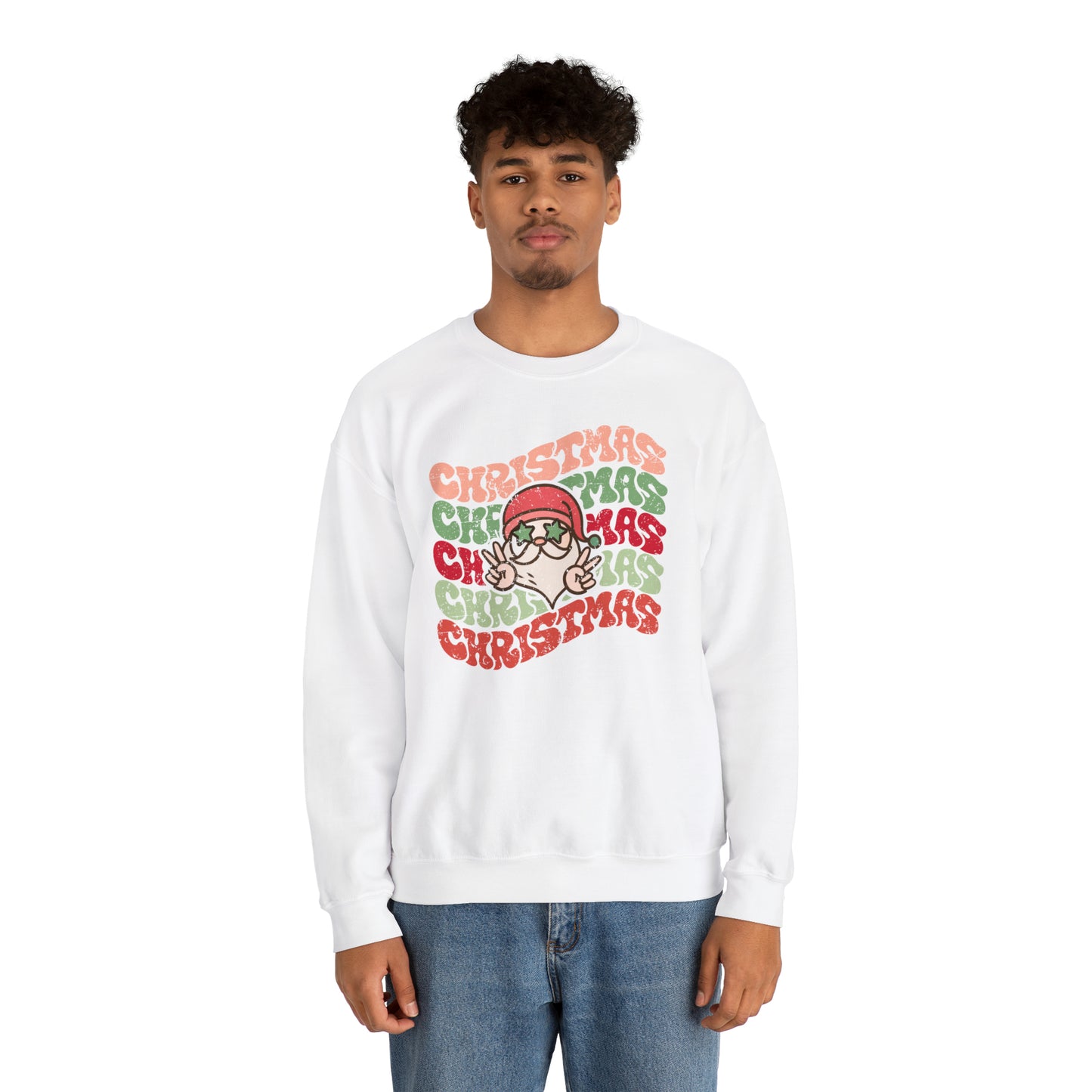 Distressed Christmas Christmas Christmas Christmas Santa Claus Unisex Heavy Blend™ Crewneck Sweatshirt