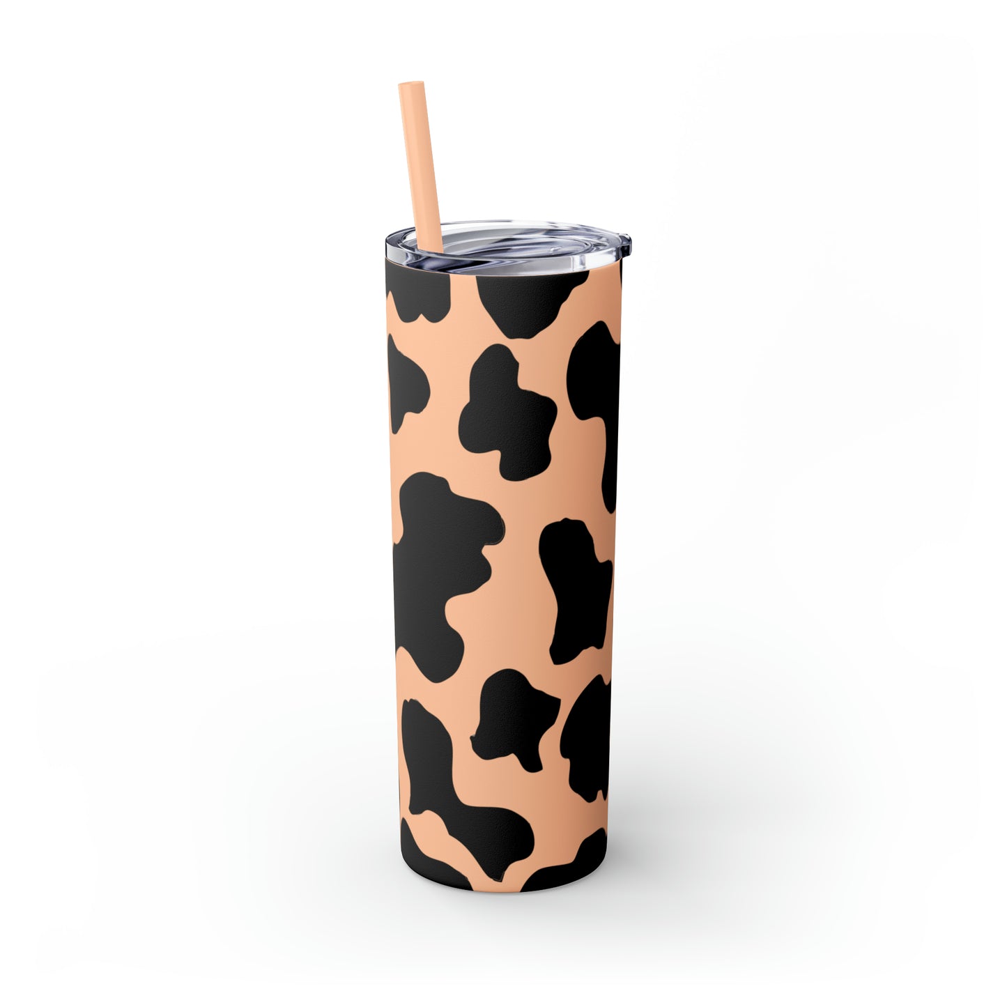 Country Cow Print Skinny Tumbler with Straw, 20oz