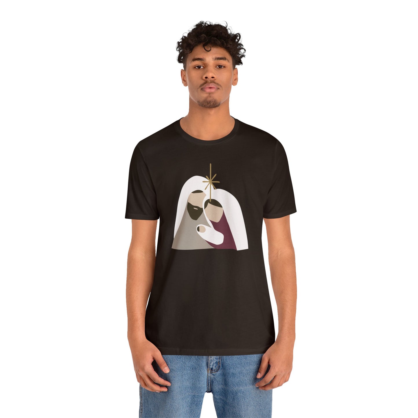 Holy Family Christmas Christian Bella Jersey Short Sleeve Tee (Unisex)