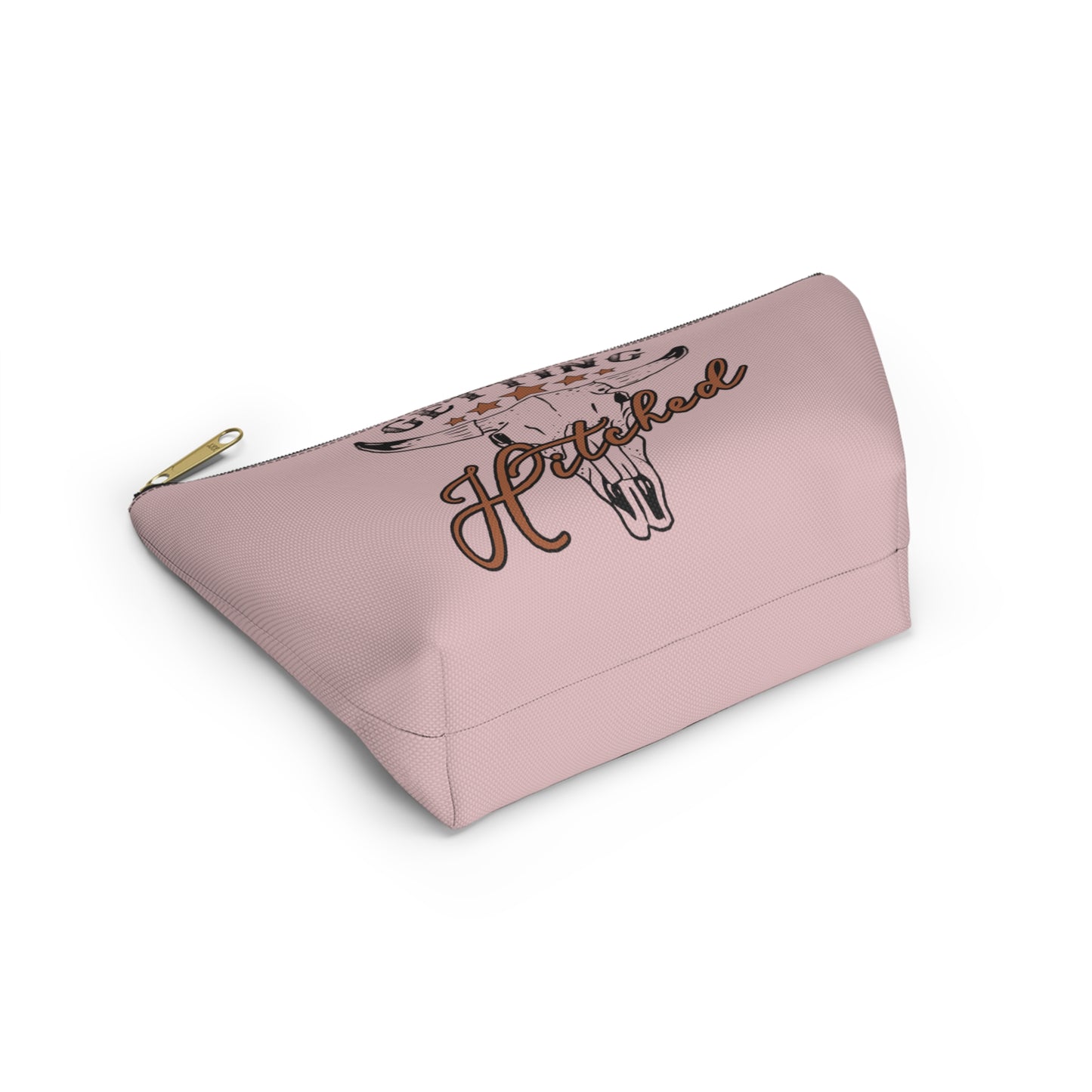 Rustic Country Light Pink Getting Hitched Print Design Accessory Pouch w T-bottom