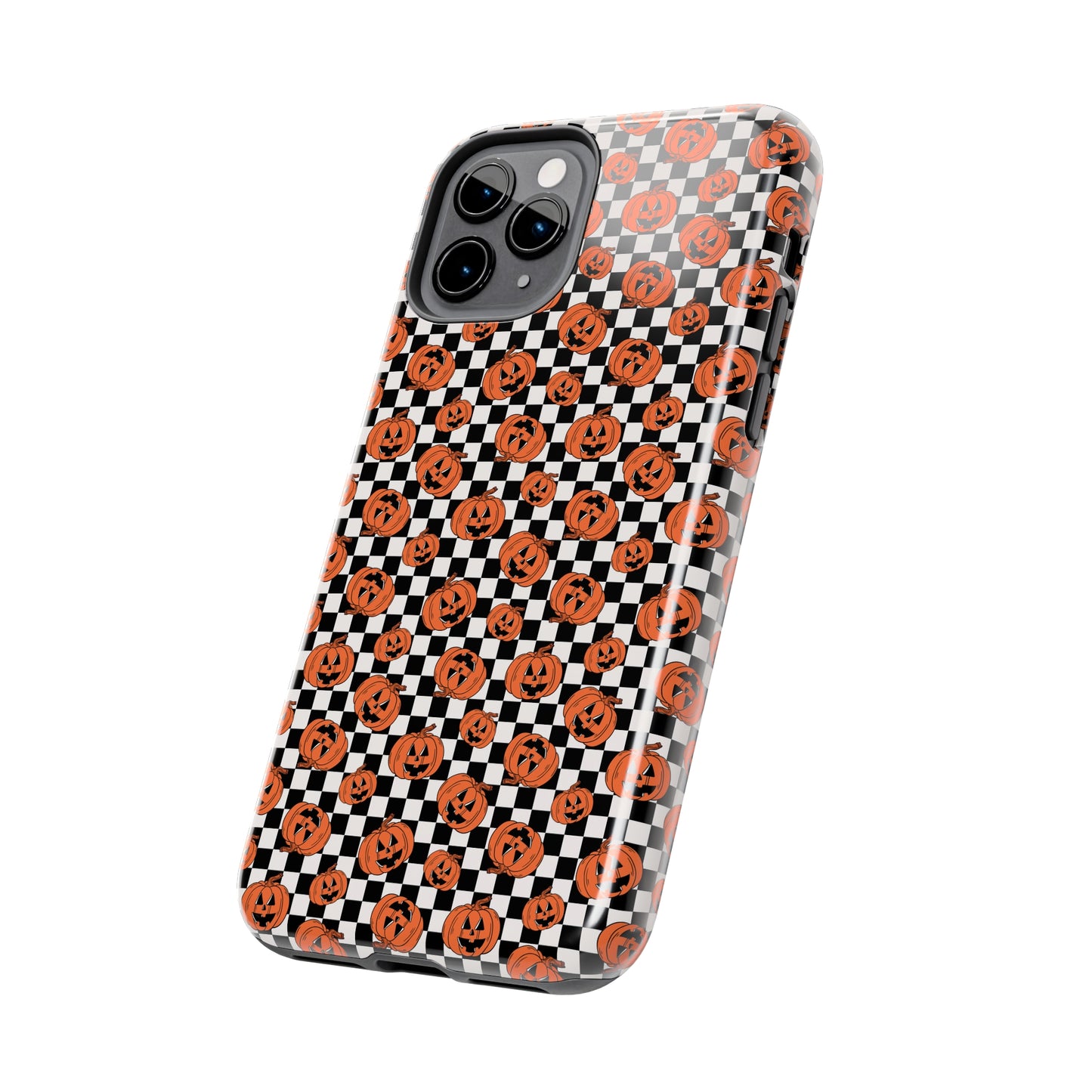 Pumpkin / Jack-O-Lantern Checkerboard Halloween/ Fall Patterned Tough Phone Cases