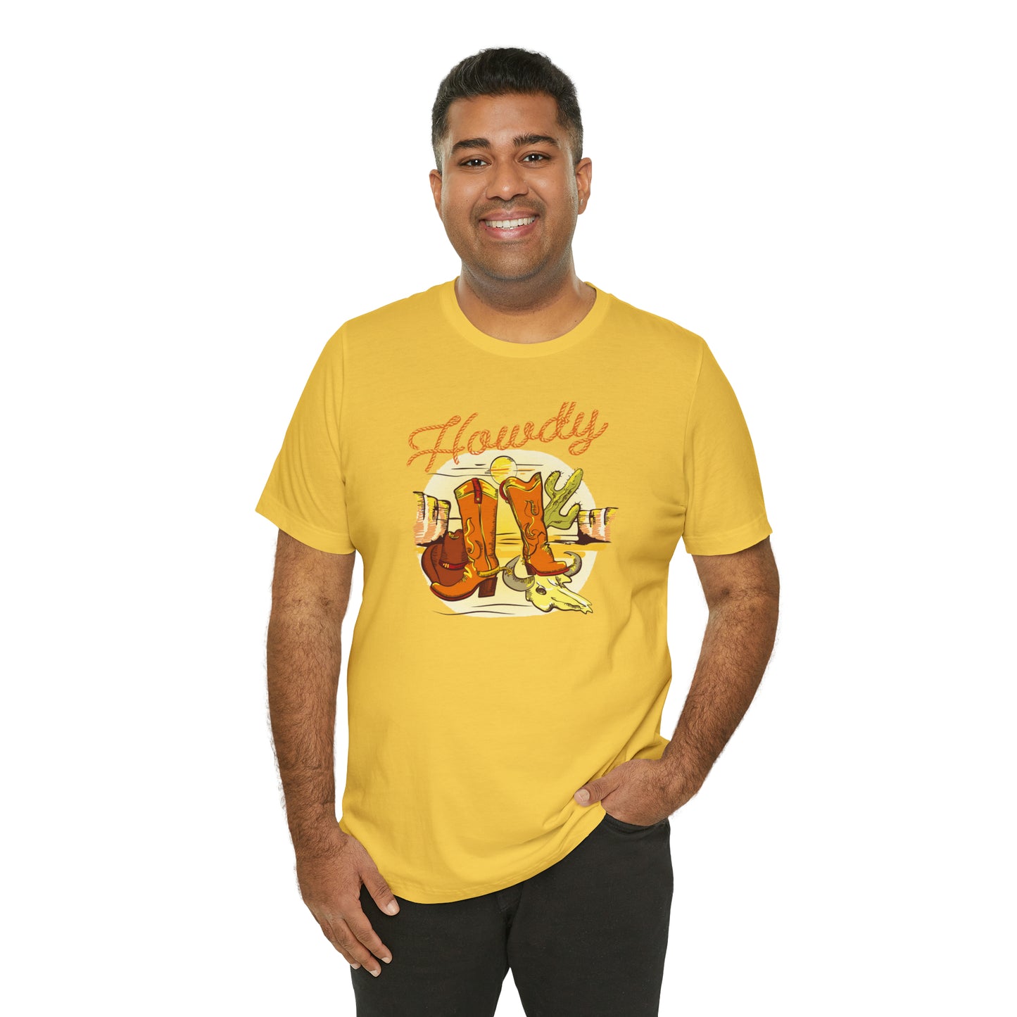 "Rope Howdy with boots" Unisex Jersey Short Sleeve Tee