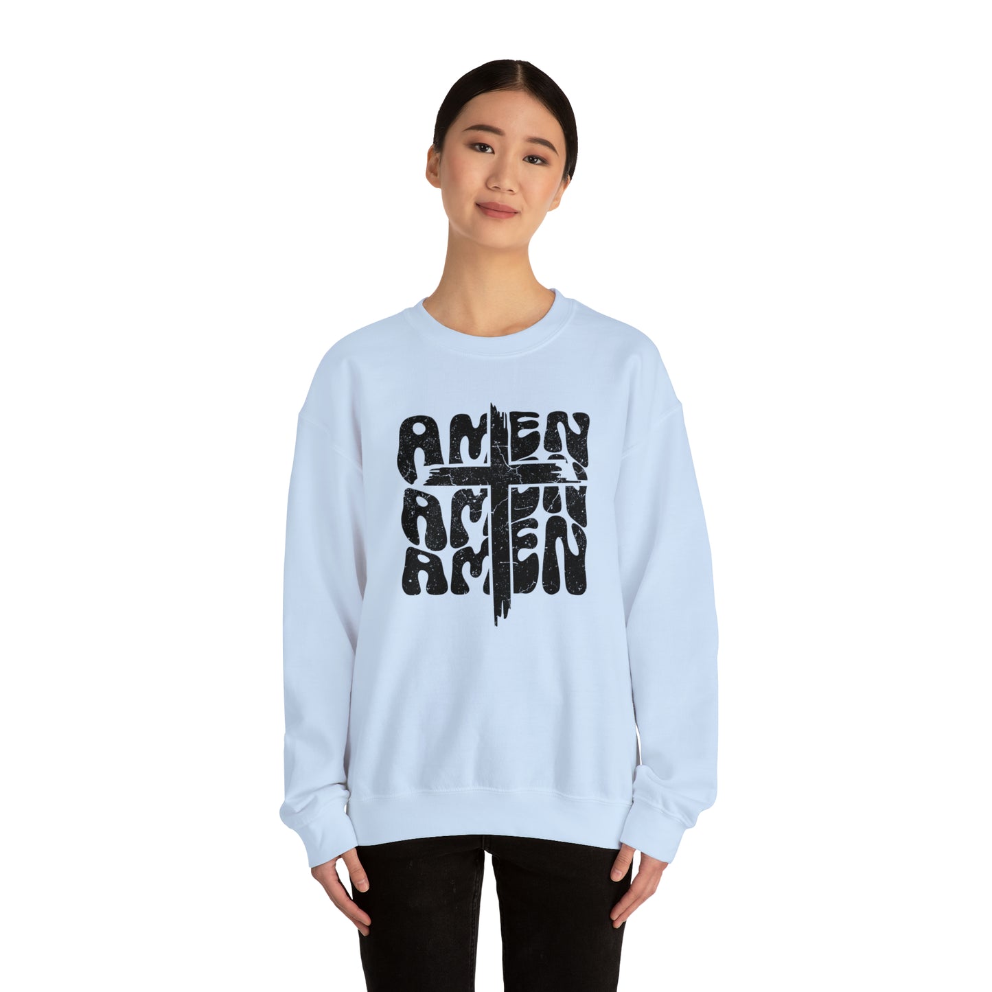 Amen Amen Amen with Cross Design Heavy Blend™ Crewneck Sweatshirt