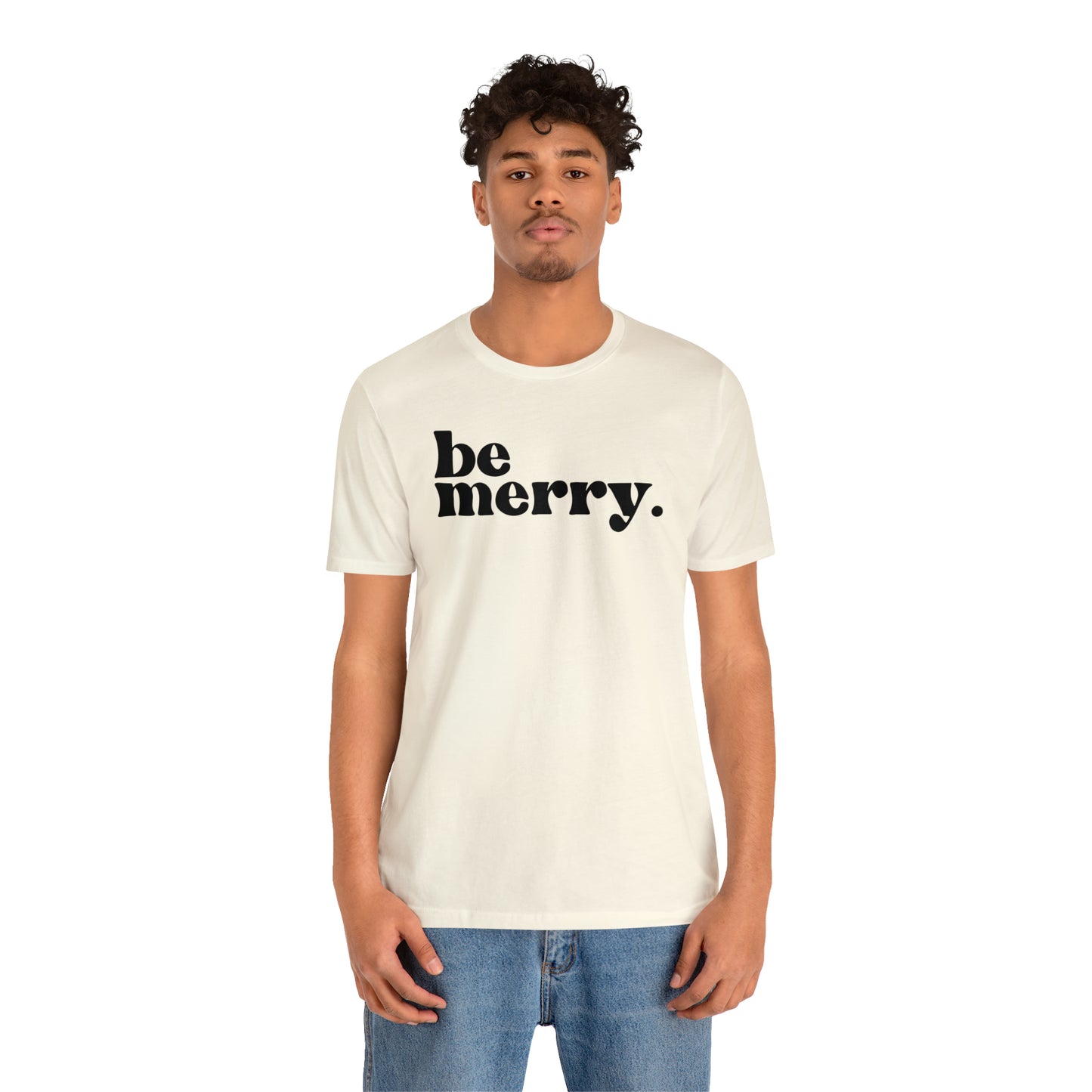 Be Merry Christmas/ Holiday Bella Jersey Short Sleeve Tee (Unisex)