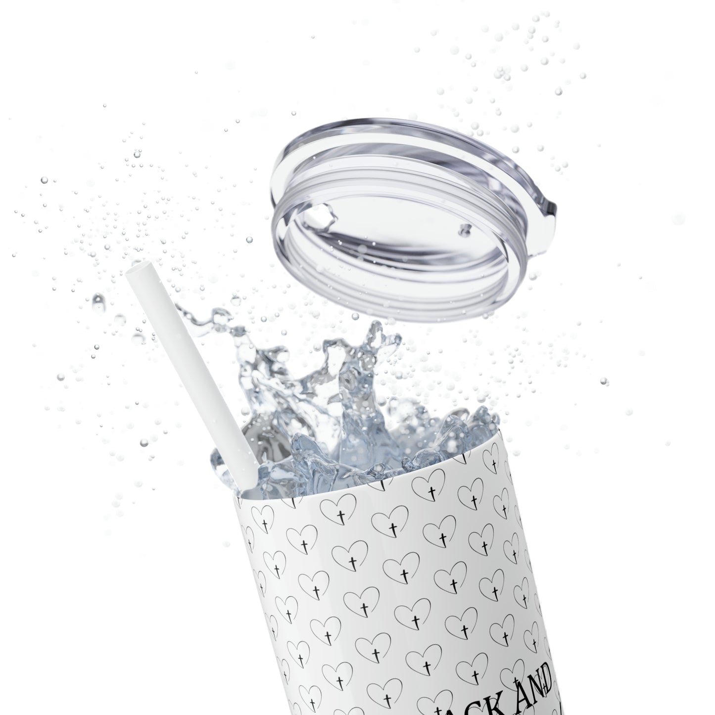 Look Back and Thank God Look Forward and Trust God Christian Skinny Tumbler with Straw, 20oz