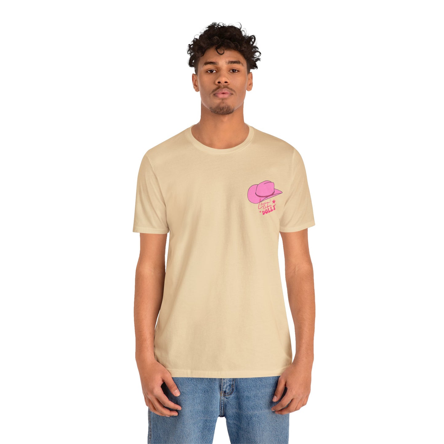 Living Like Dolly/ What Would Dolly Do? (Front and Back Design) Unisex Jersey Short Sleeve Tee