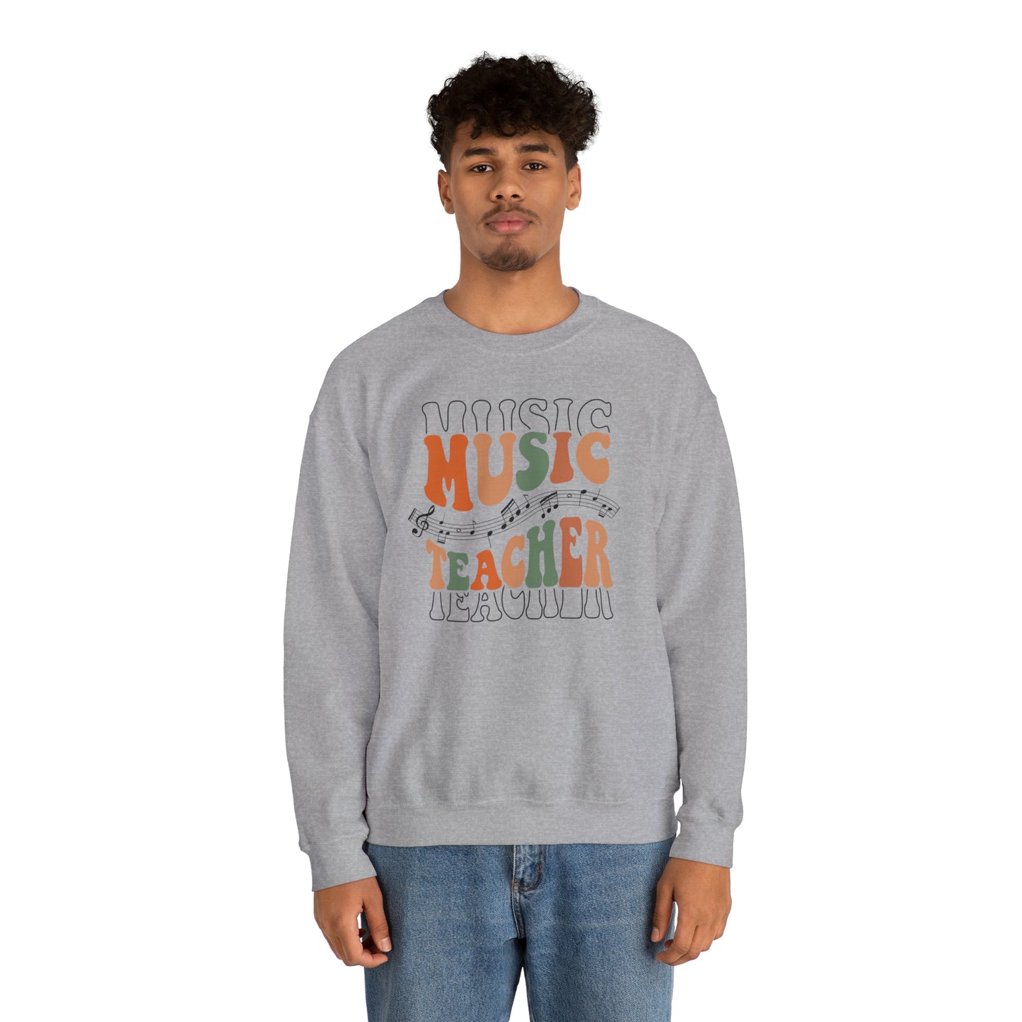 Music Teacher Multi-Line Heavyweight Crewneck Sweatshirt