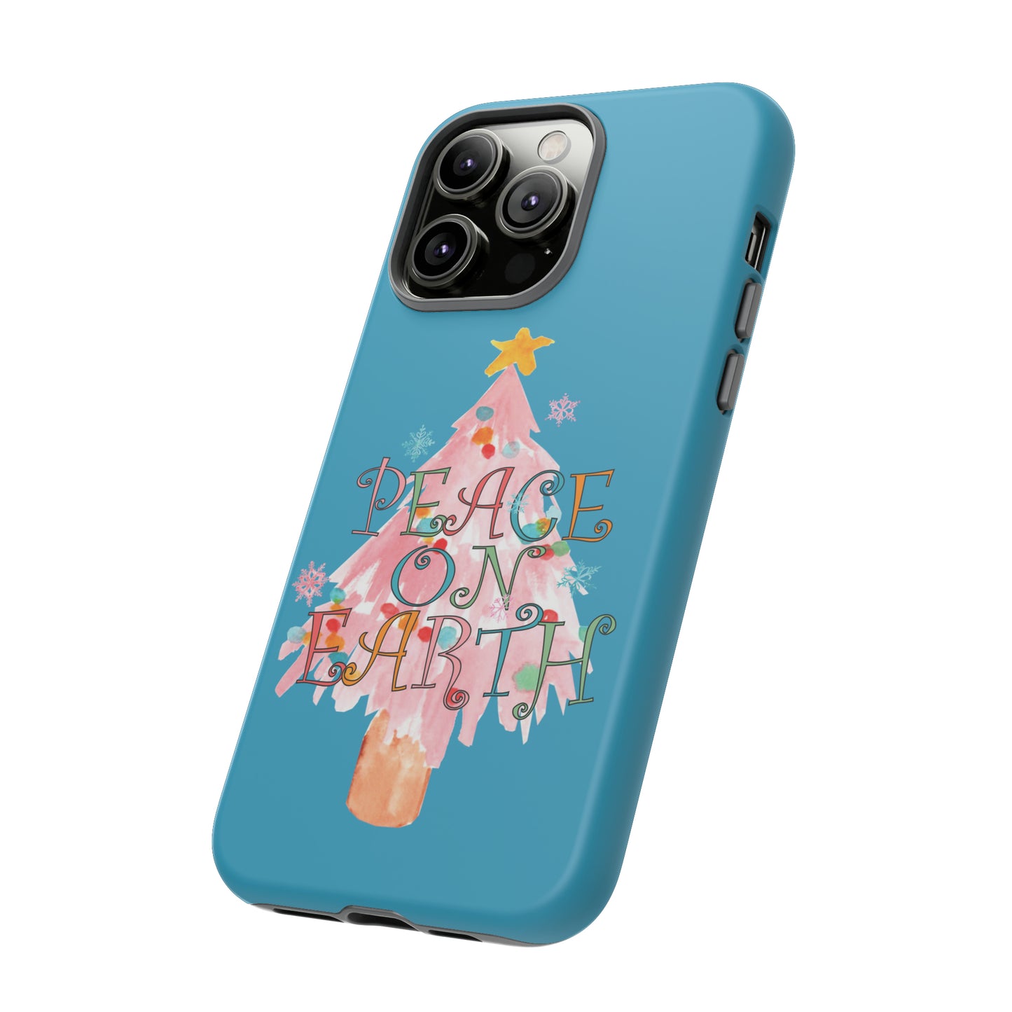 Peace on Earth Christmas/ Holiday Apple iPhone Tough Cases - Turquoise