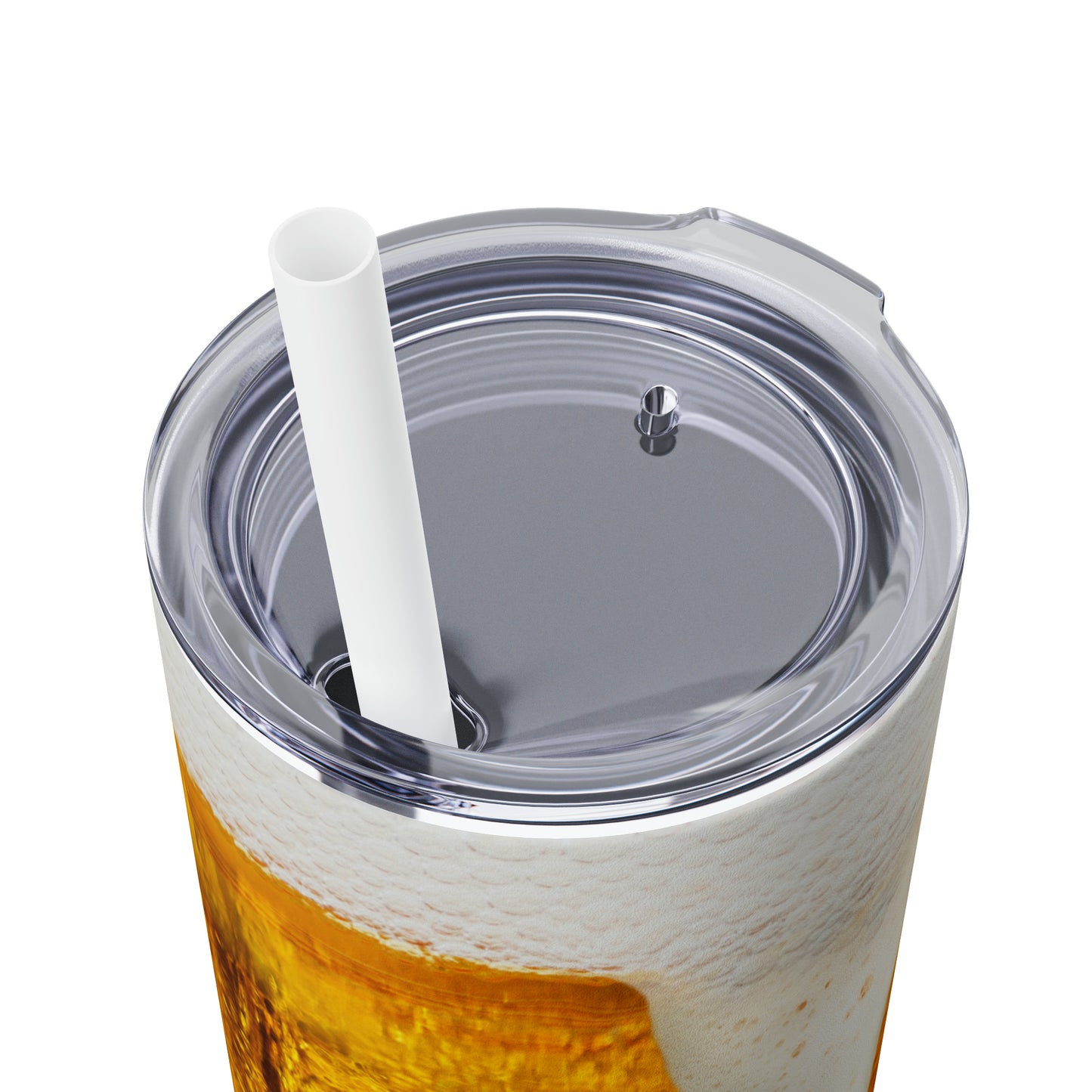 Beer Print with Beer Head Skinny Tumbler with Straw, 20oz