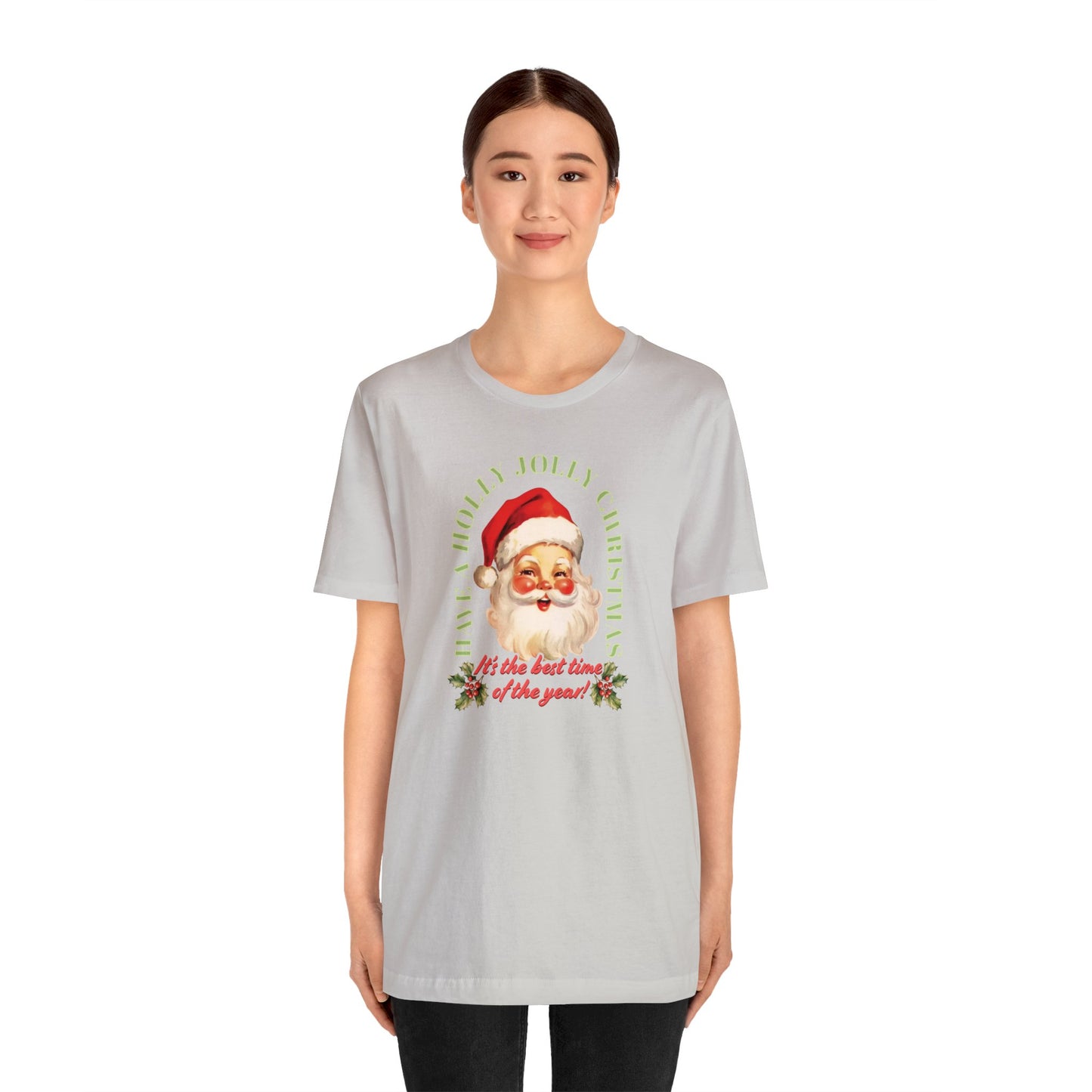 Have a Holly Jolly Christmas Arched Classic Santa Bella Jersey Short Sleeve Tee (Unisex)