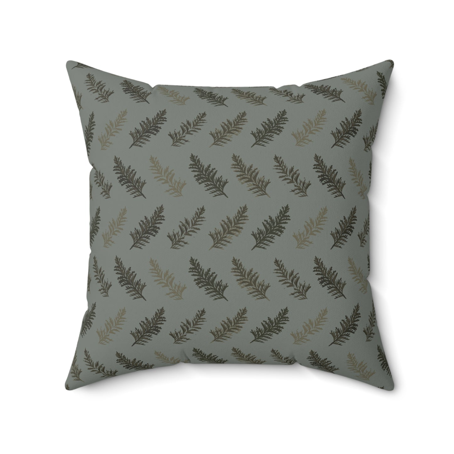 Cedar Leaves Green Fall/ Halloween Spun Polyester Square Pillow