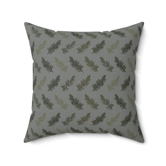 Cedar Leaves Green Fall/ Halloween Spun Polyester Square Pillow
