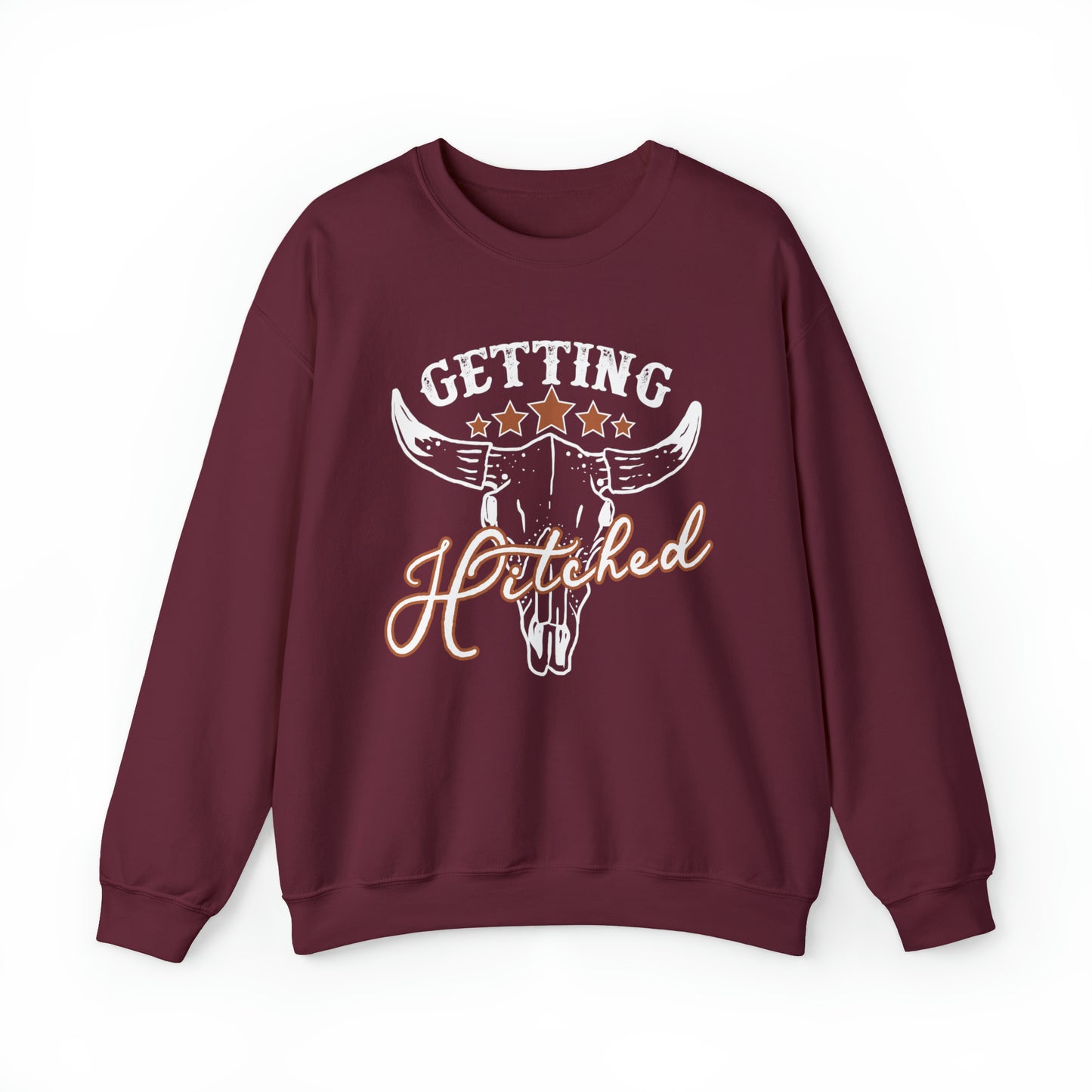 Vintage Getting Hitched Bride Unisex Heavy Blend™ Crewneck Sweatshirt - White Ink