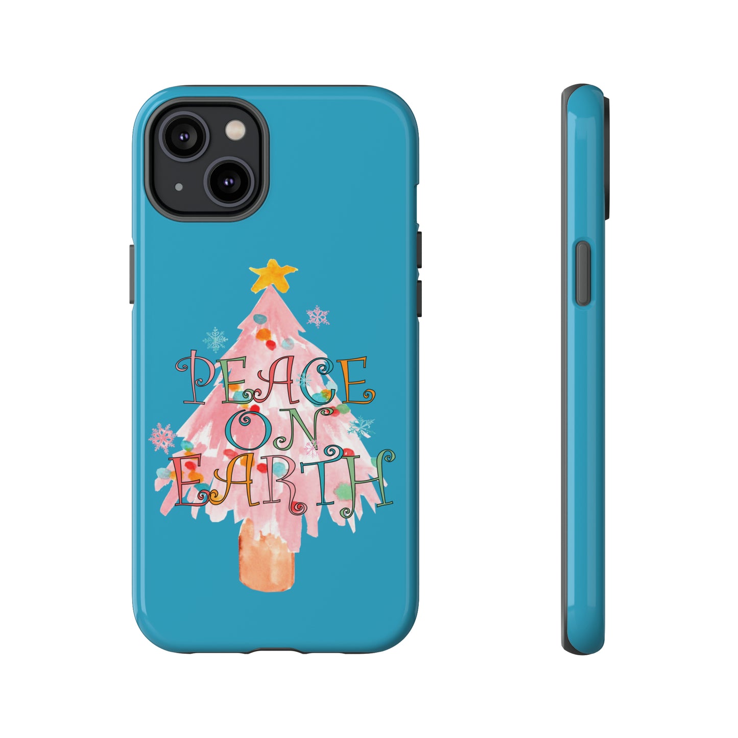 Peace on Earth Christmas/ Holiday Apple iPhone Tough Cases - Turquoise