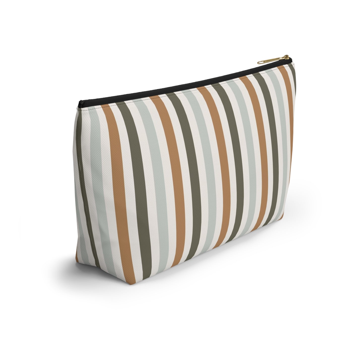 Fall Retro Brown Striped Print Design  Accessory Pouch w T-bottom
