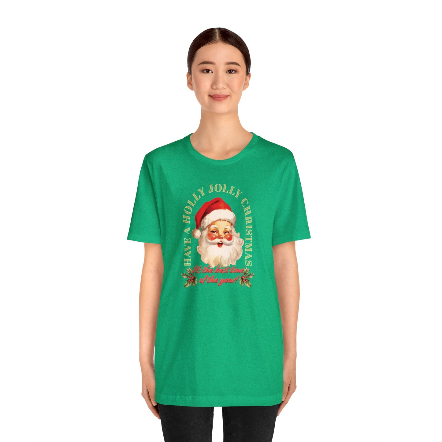 Have a Holly Jolly Christmas Arched Classic Santa Bella Jersey Short Sleeve Tee (Unisex)