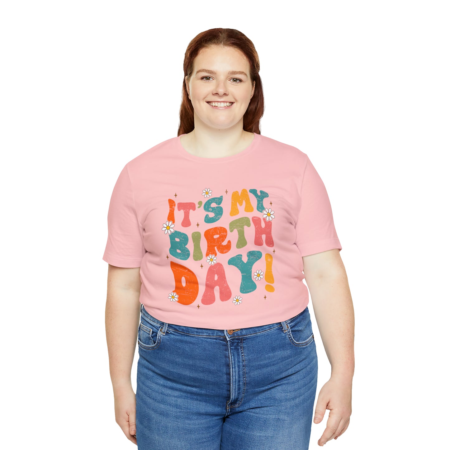 Distressed It's My Birthday Colorful Daisy T-Shirt