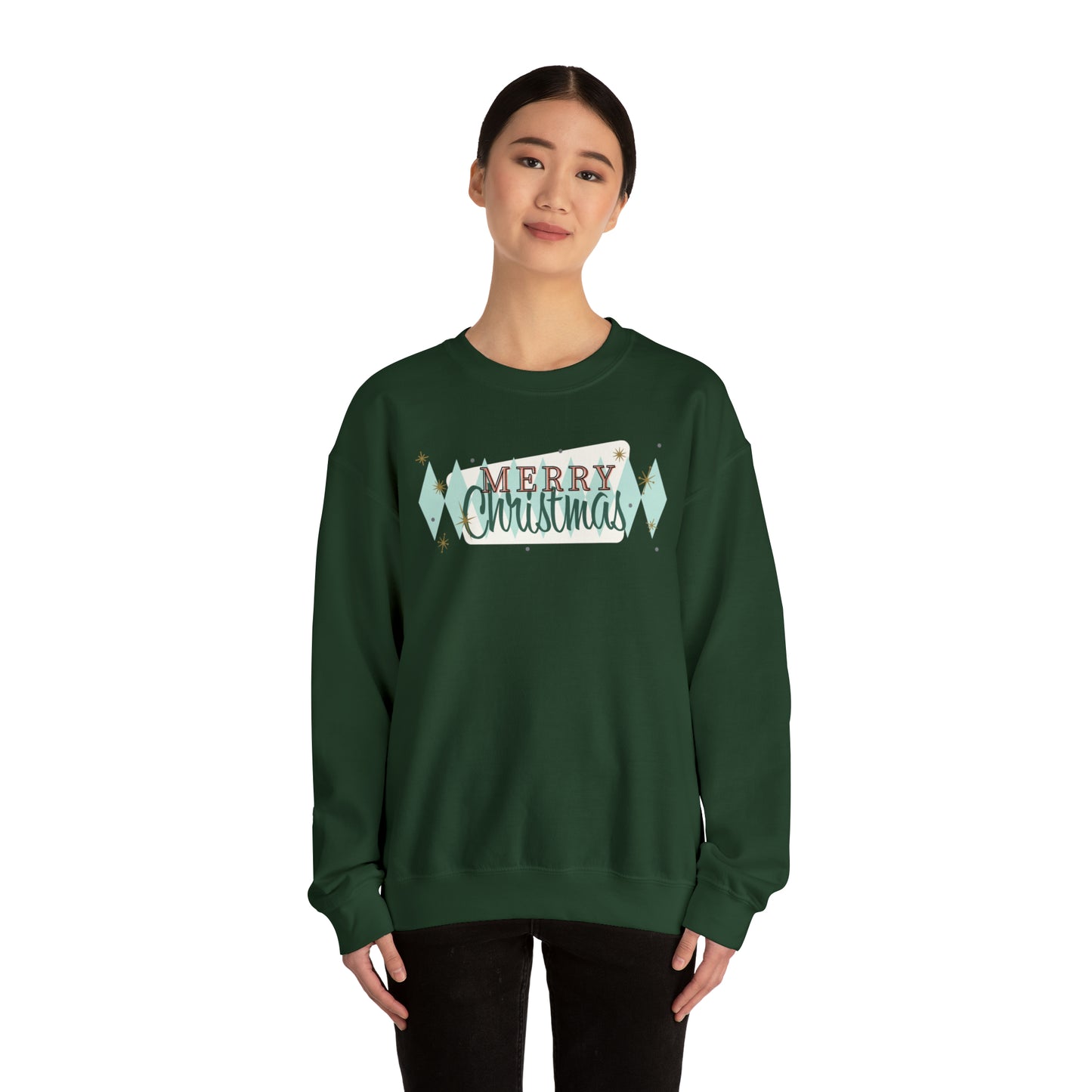 Merry Christmas Diamond Diner Pattern Holiday Unisex Heavy Blend™ Crewneck Sweatshirt