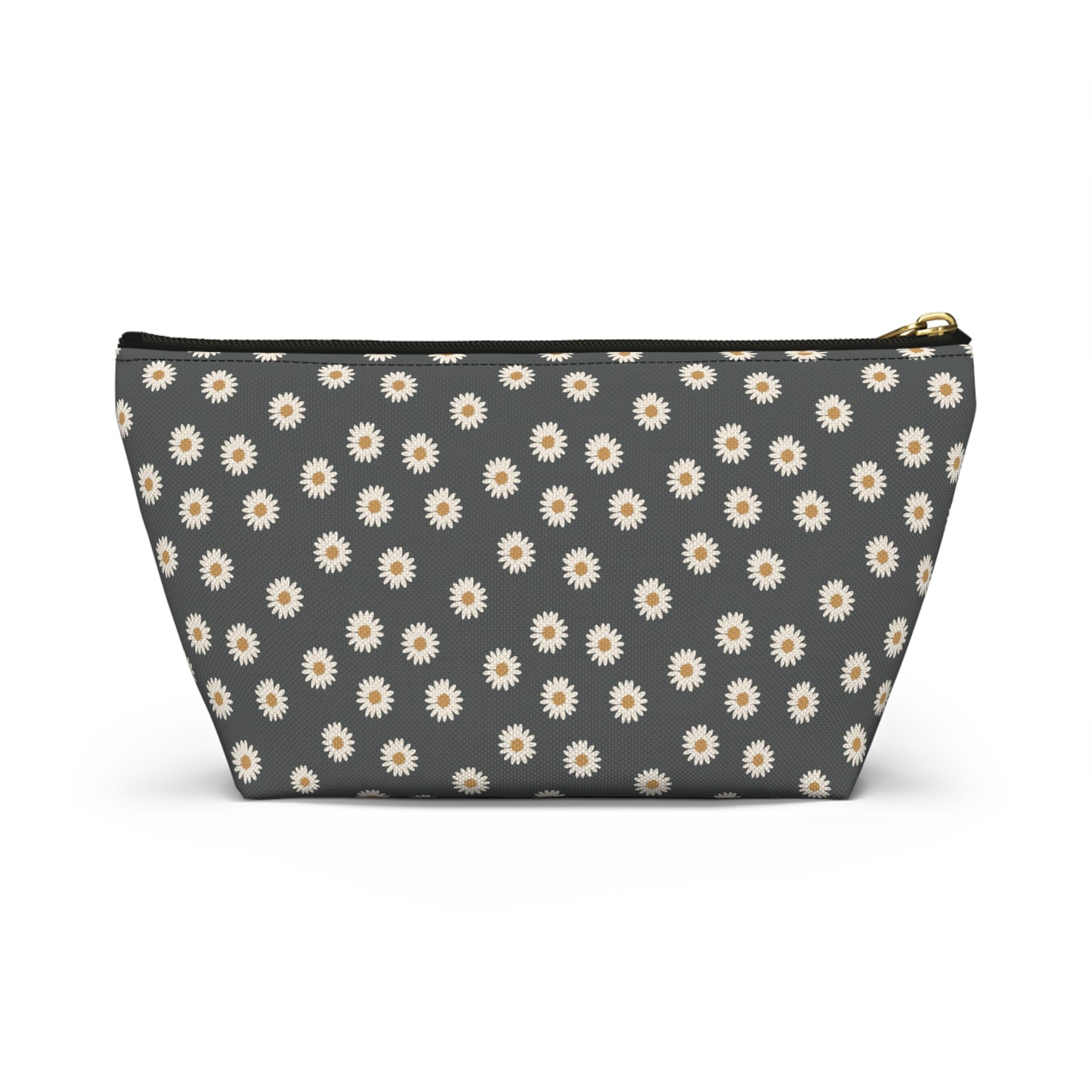 Boho White Daisy Design Accessory Pouch w T-bottom