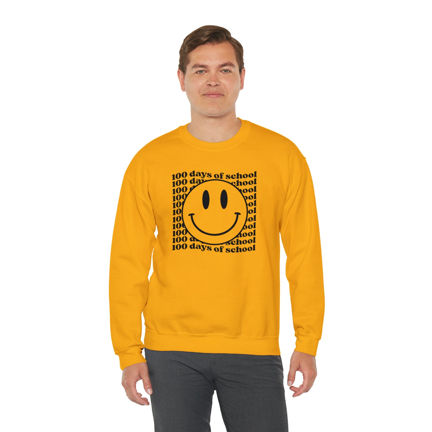100 Days of School Smiley Face Heavyweight Crewneck Sweatshirt