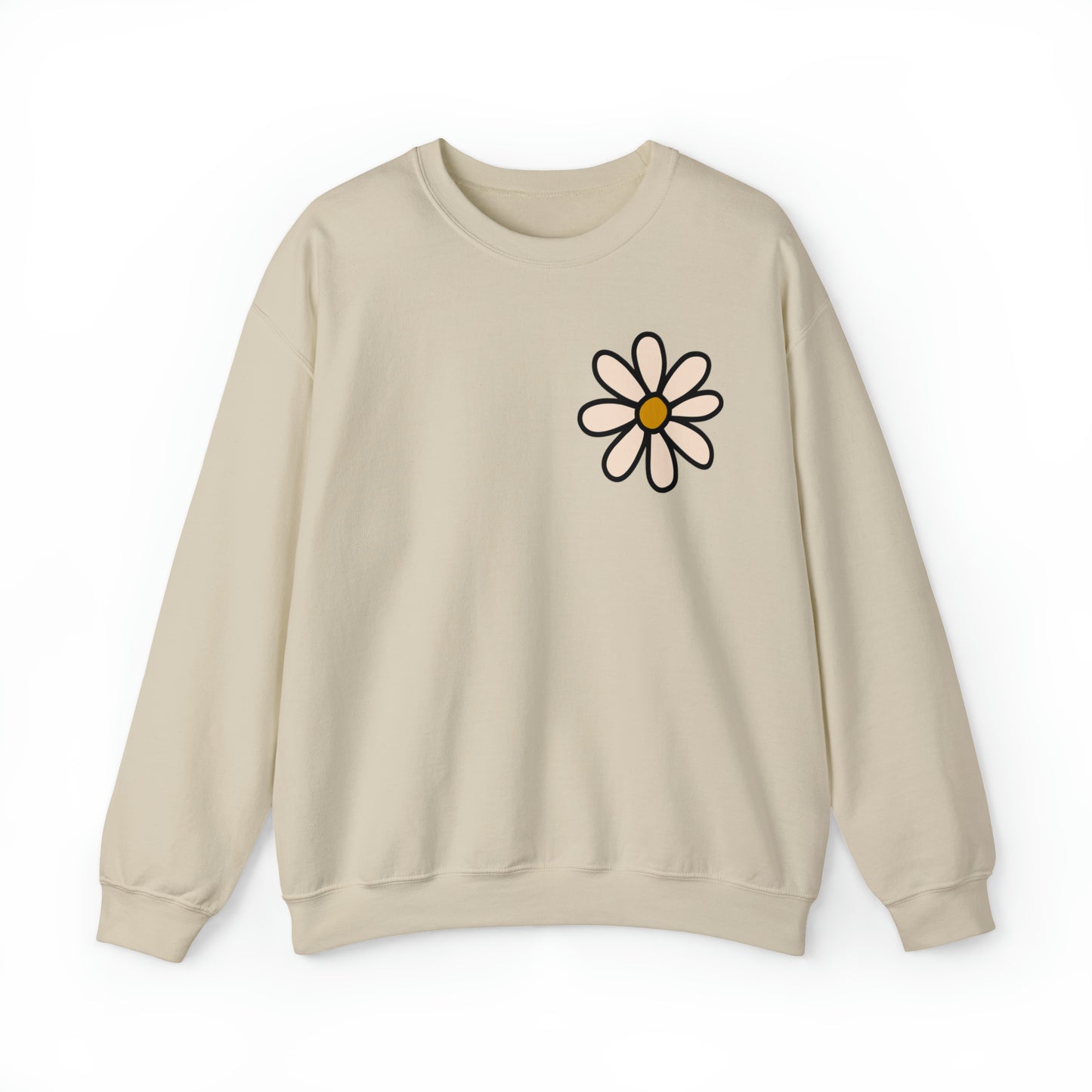 Distressed Daisy Love Like Jesus - Front and Back Design Heavy Blend™ Crewneck Sweatshirt