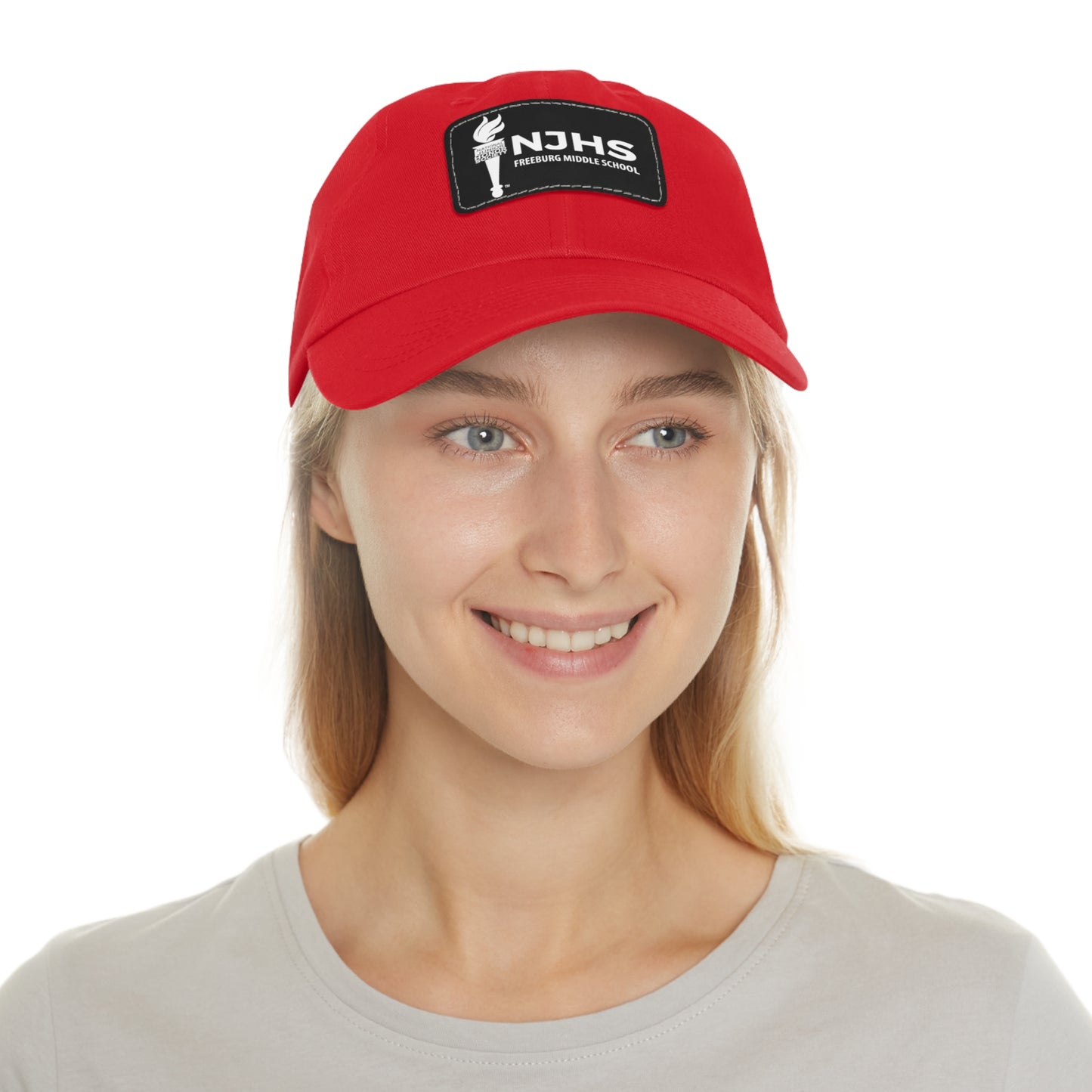 Freeburg Middle School White Torch Hat with Leather Patch