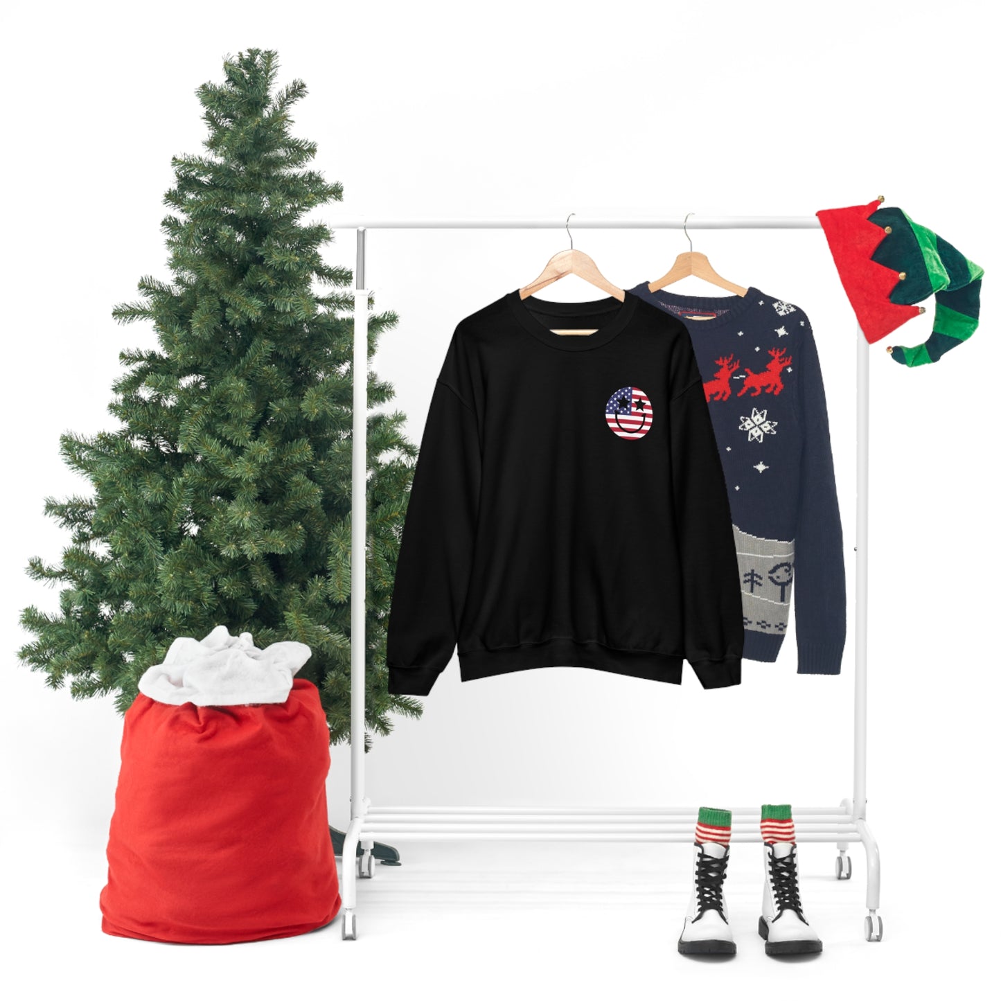 "Jesus Christ and Stars and Stripes" (Front & Back Design) - Unisex Heavy Blend™ Crewneck Sweatshirt