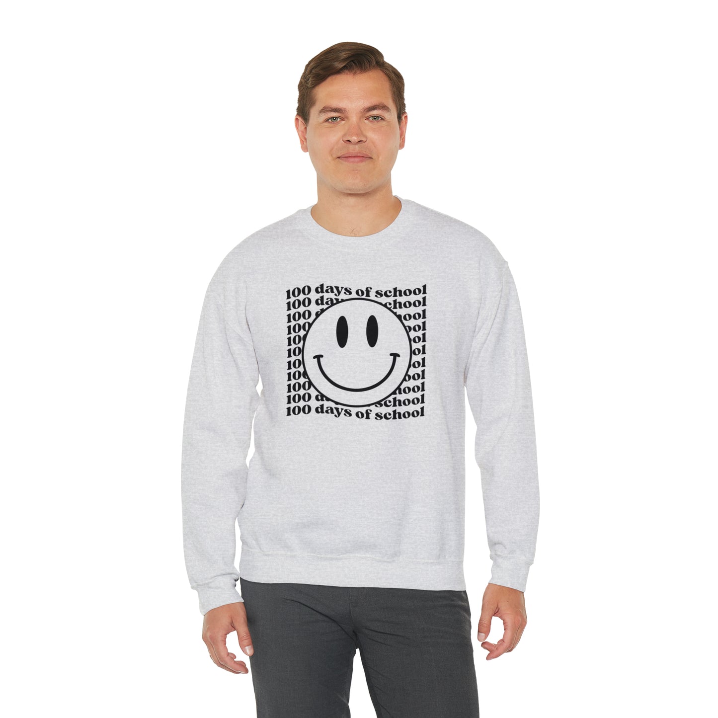 100 Days of School Smiley Face Heavyweight Crewneck Sweatshirt