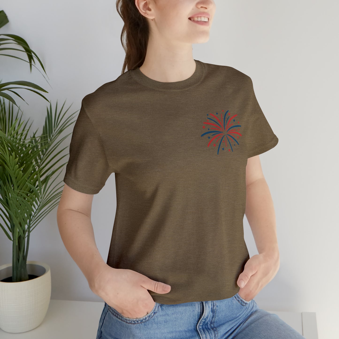 "Land of the Free Because of the Brave" Unisex Jersey Short Sleeve Tee (Front and Back Design)