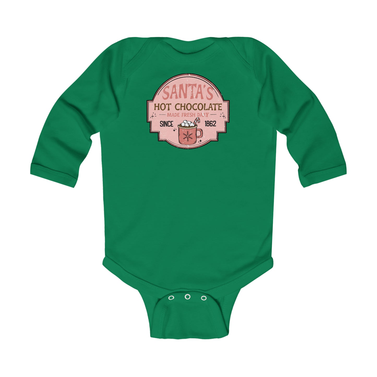 Santa's Hot Chocolate Christmas/ Holiday Infant Long Sleeve Bodysuit