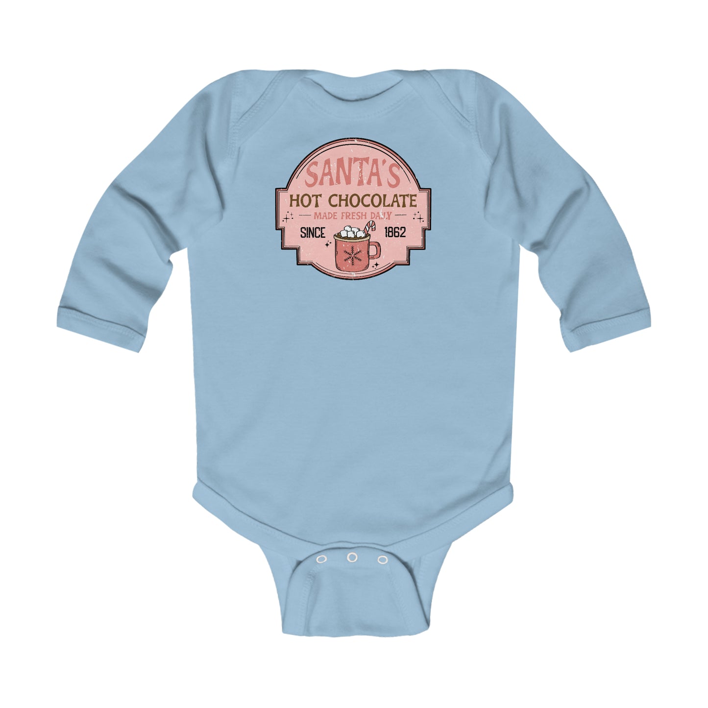 Santa's Hot Chocolate Christmas/ Holiday Infant Long Sleeve Bodysuit