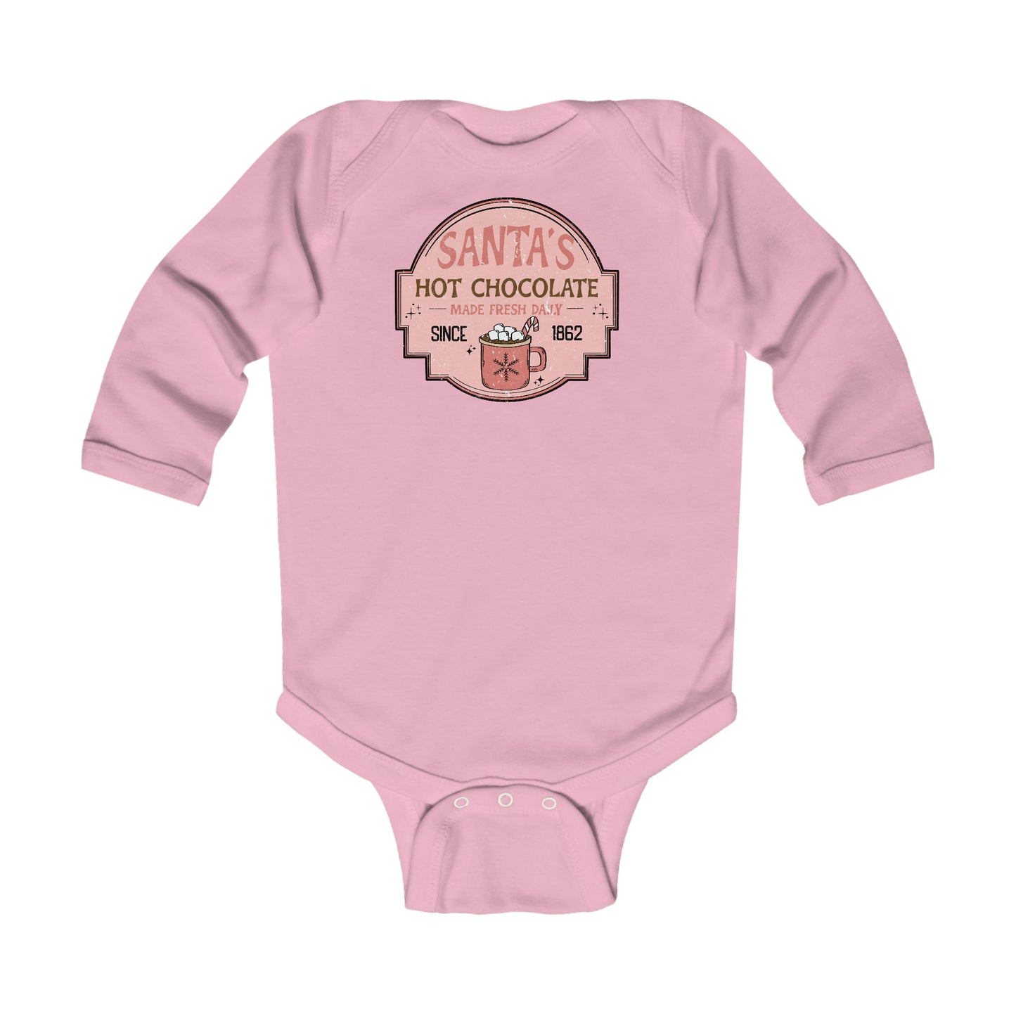 Santa's Hot Chocolate Christmas/ Holiday Infant Long Sleeve Bodysuit