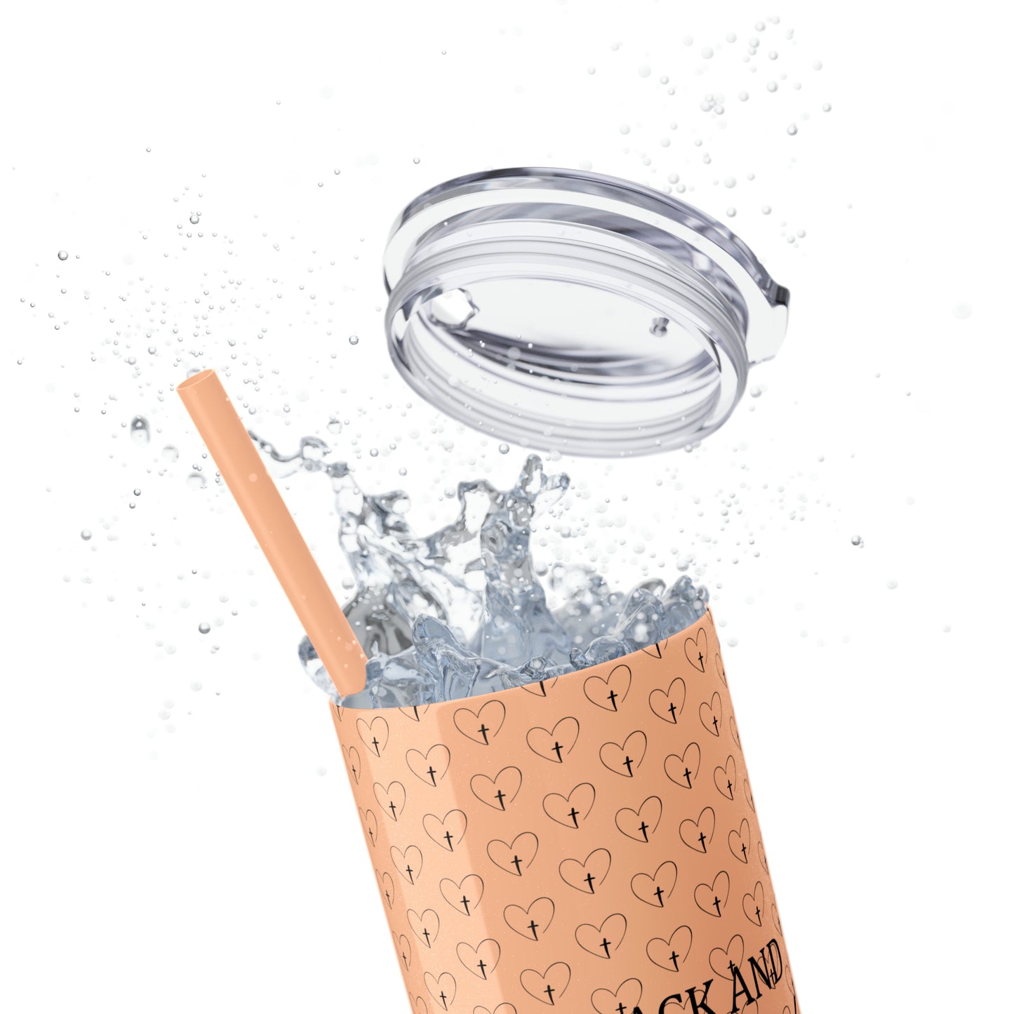 Look Back and Thank God Look Forward and Trust God Christian Skinny Tumbler with Straw, 20oz