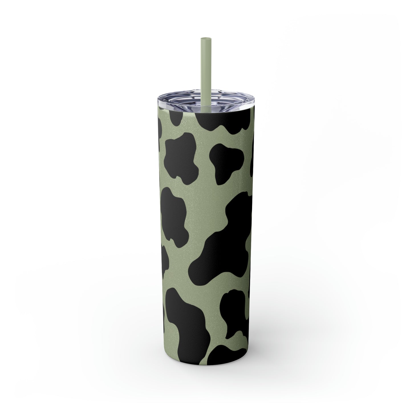 Country Cow Print Skinny Tumbler with Straw, 20oz