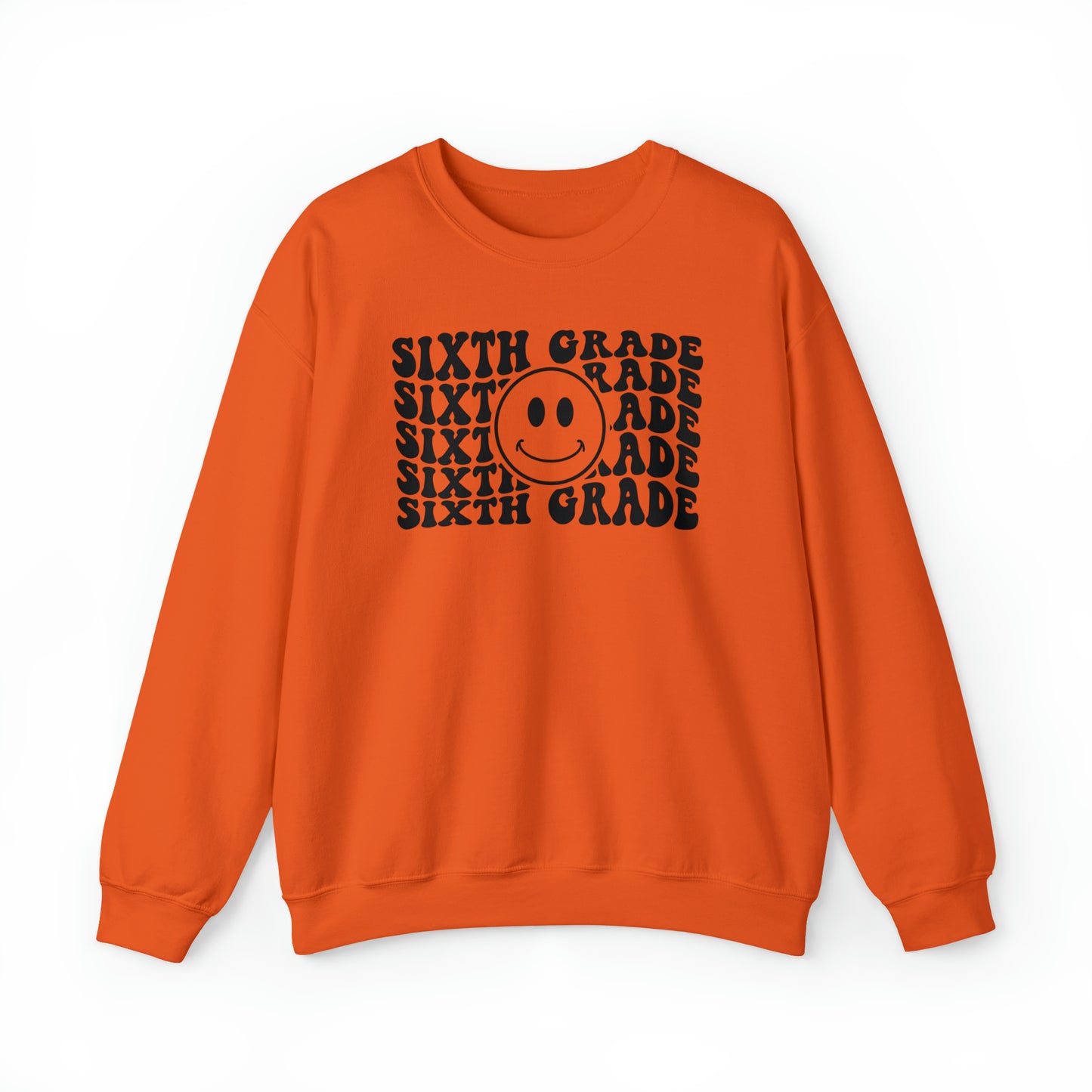 6th Grade Smiley Face Black Logo Unisex Heavy Blend™ Crewneck Sweatshirt