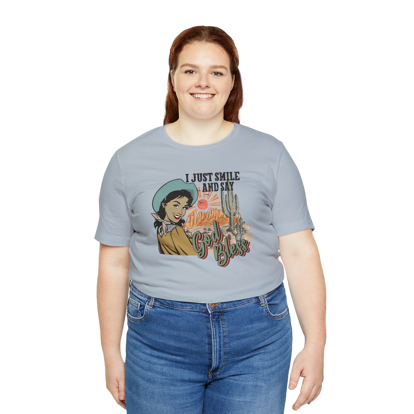 Vintage I just Smile and Say God Bless Unisex Jersey Short Sleeve Tee