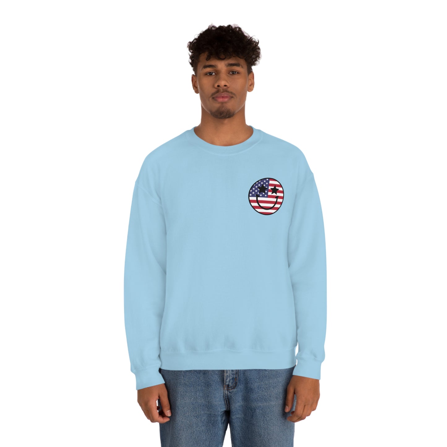 "Jesus Christ and Stars and Stripes" (Front & Back Design) - Unisex Heavy Blend™ Crewneck Sweatshirt