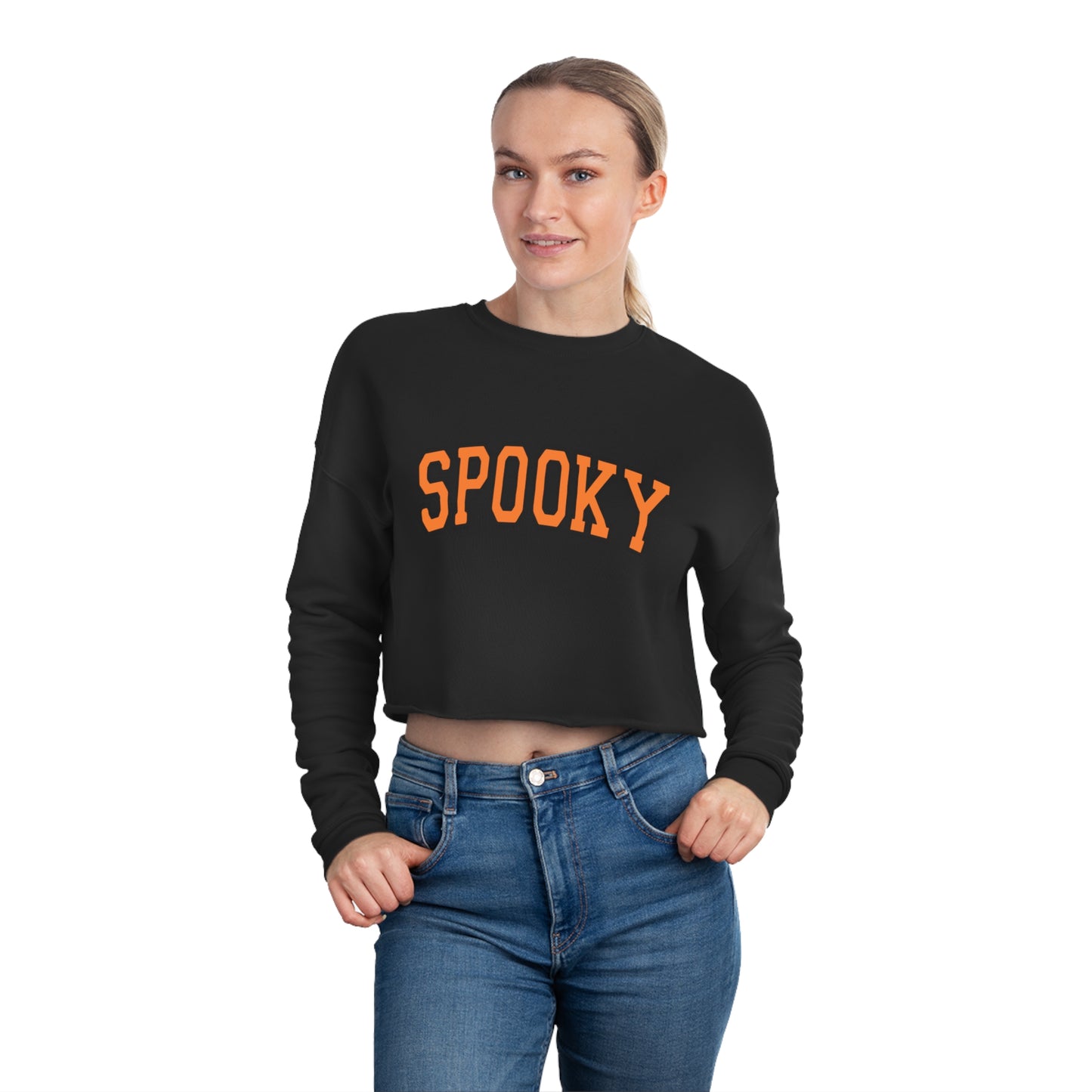 Spooky Halloween/ Fall Cropped Sweatshirt - Black