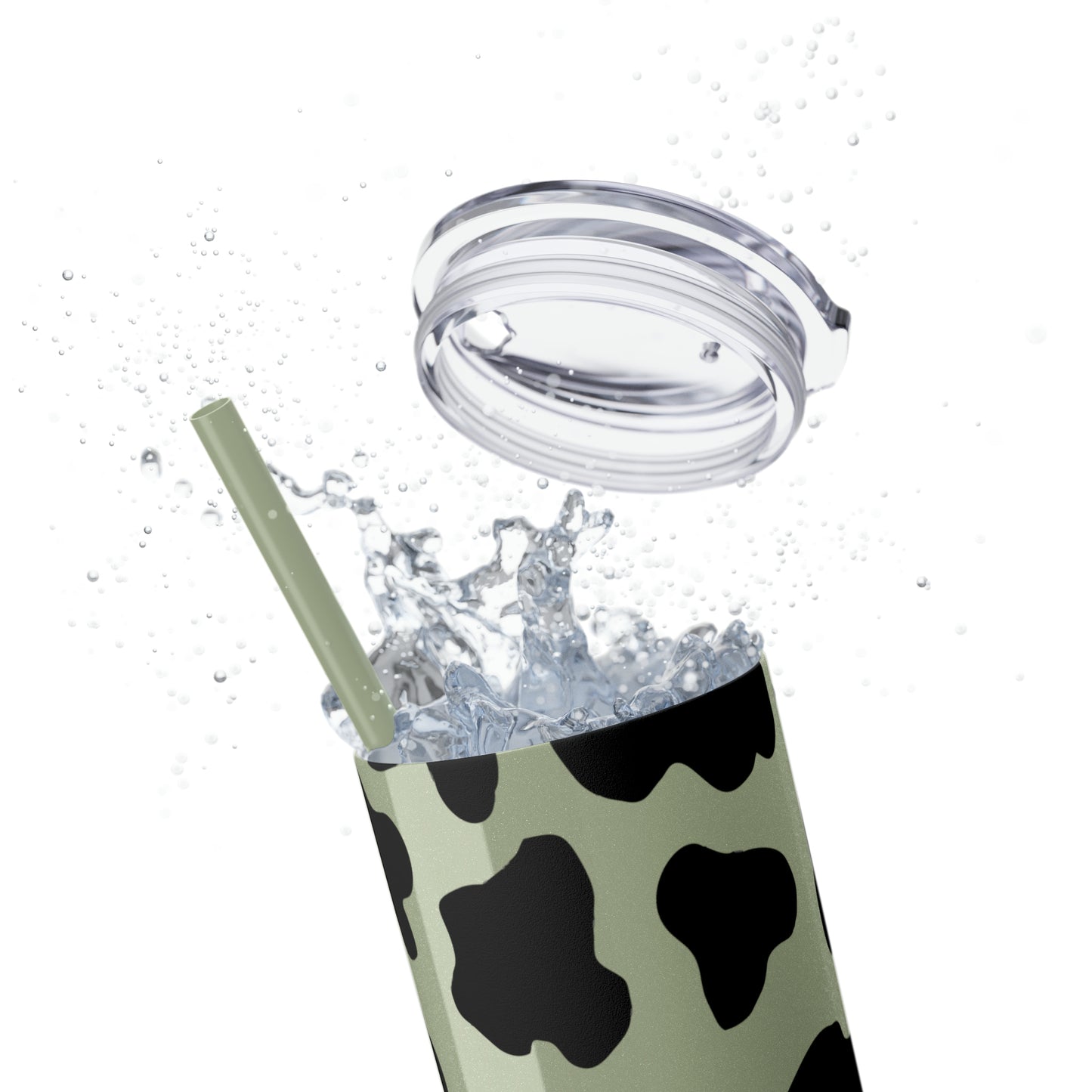 Country Cow Print Skinny Tumbler with Straw, 20oz