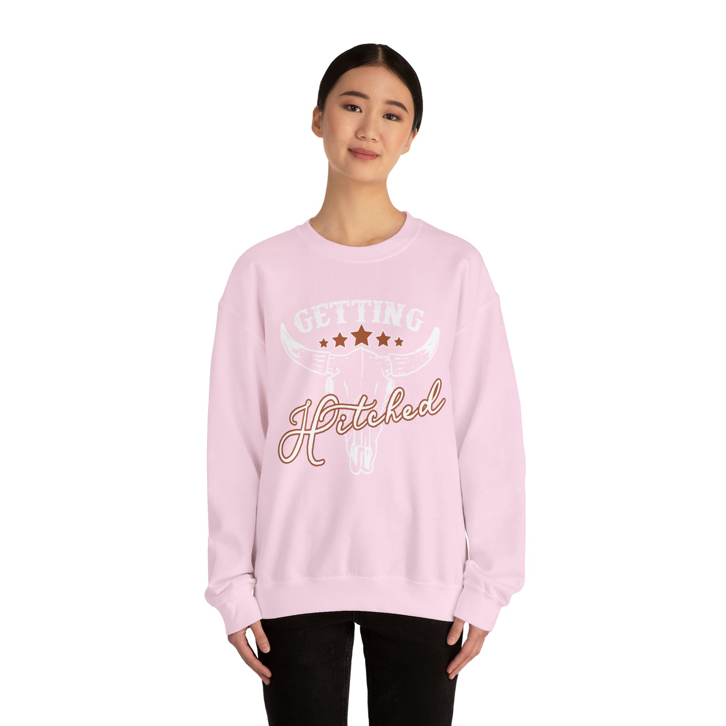 Vintage Getting Hitched Bride Unisex Heavy Blend™ Crewneck Sweatshirt - White Ink
