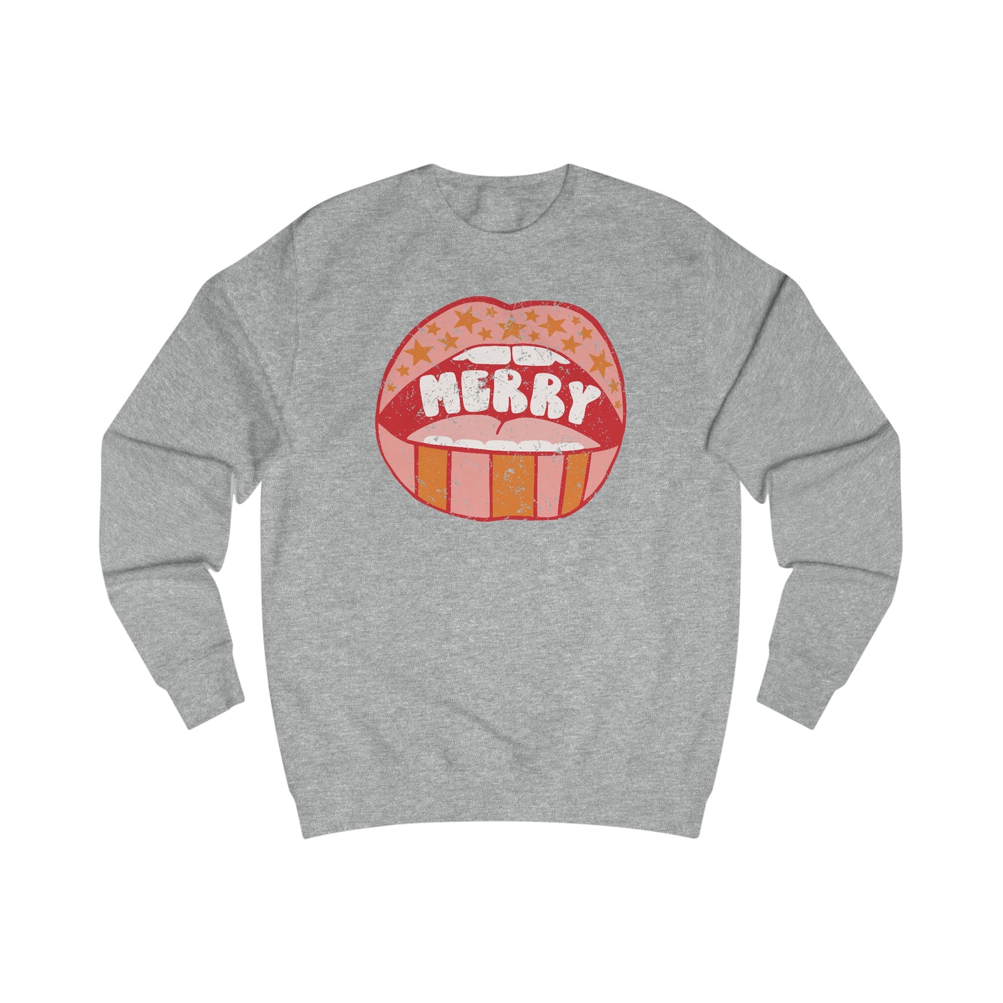 Distressed Merry Lips Unisex Heavy Blend™ Crewneck Sweatshirt - Red Print