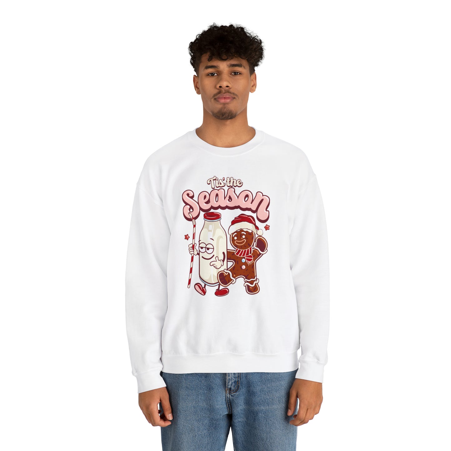 'Tis the Season Gingerbread and Milk Christmas Unisex Heavy Blend™ Crewneck Sweatshirt