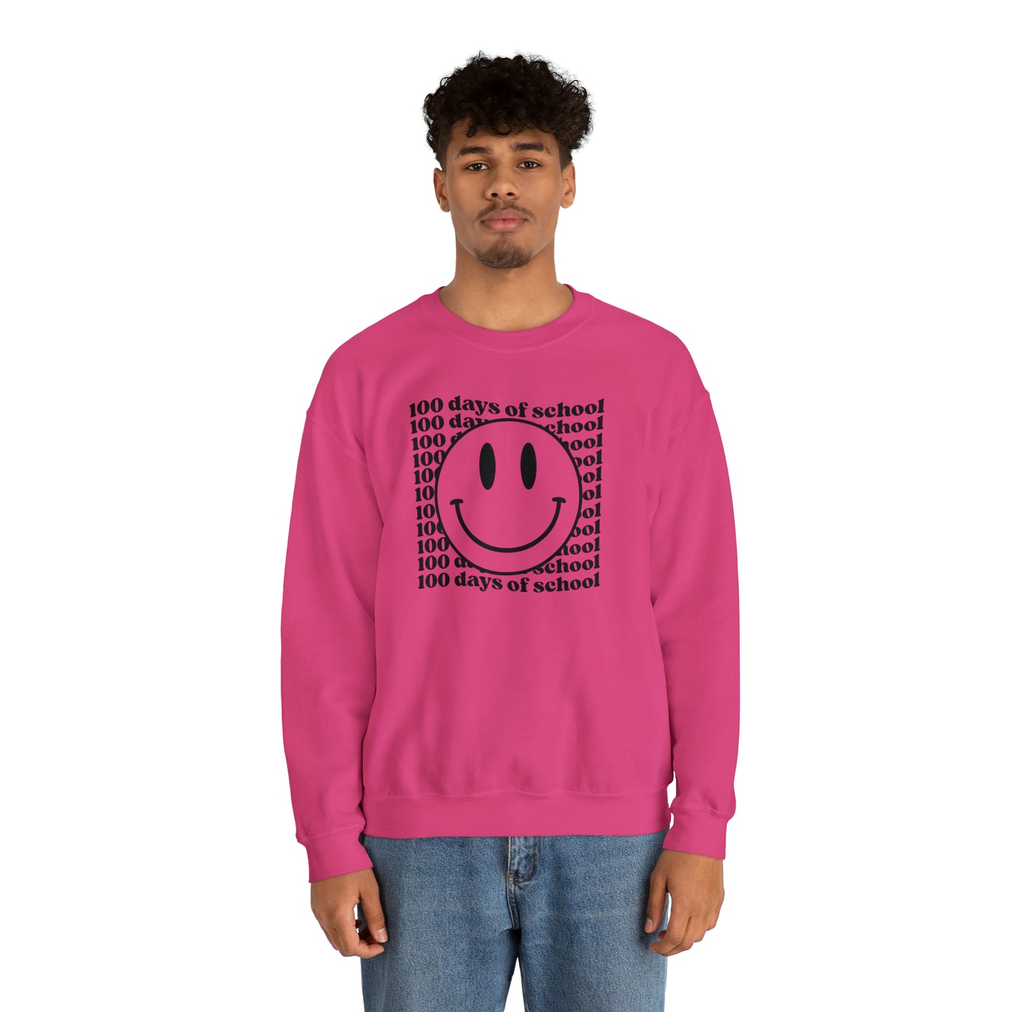 100 Days of School Smiley Face Heavyweight Crewneck Sweatshirt