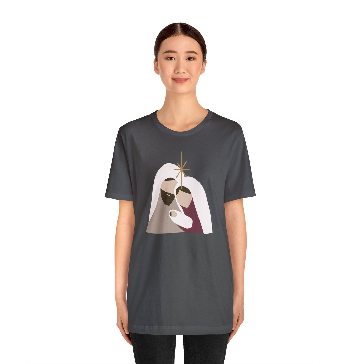 Holy Family Christmas Christian Bella Jersey Short Sleeve Tee (Unisex)