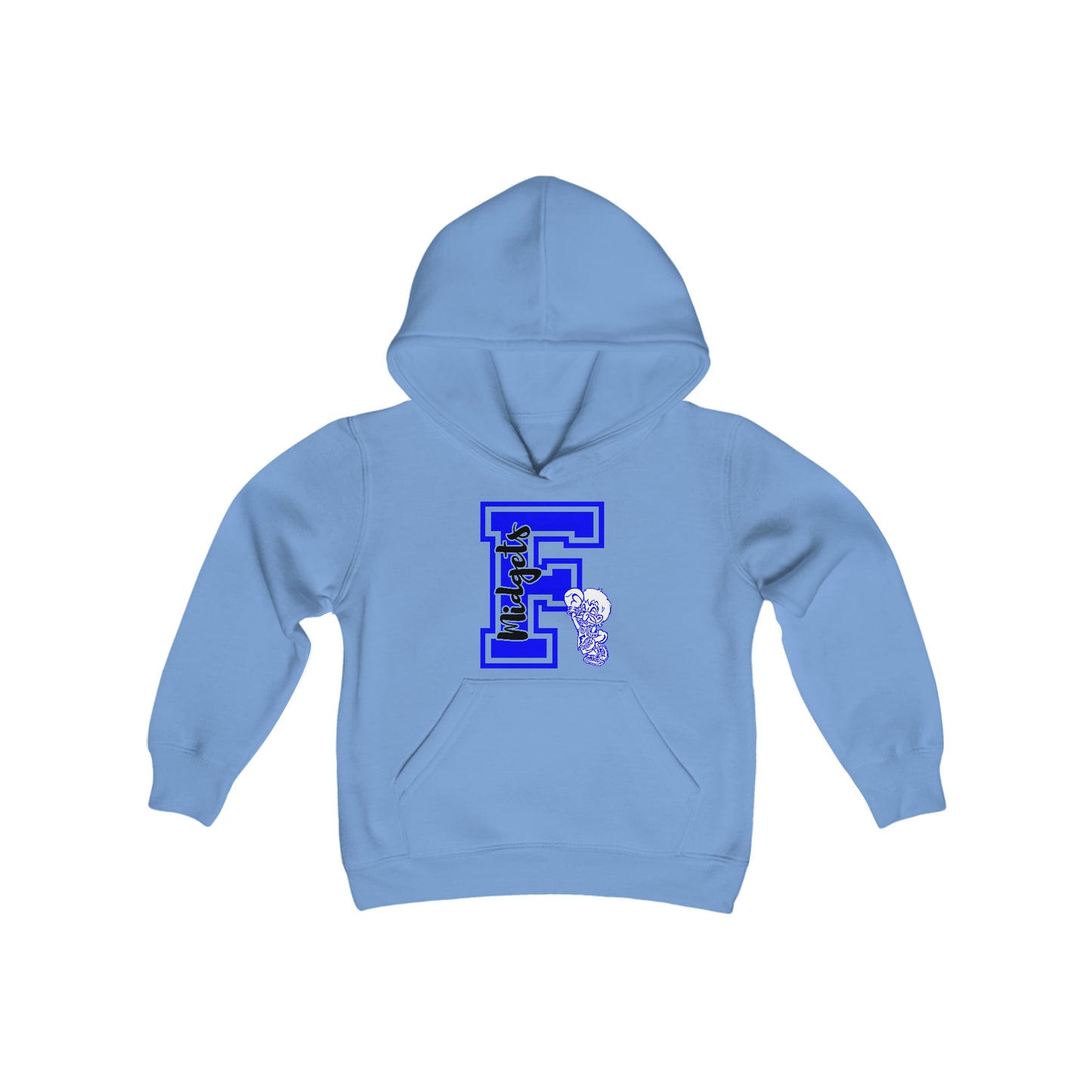 YOUTH - Give me an F - Freeburg Midgets Logo Youth Heavy Blend Hooded Sweatshirt