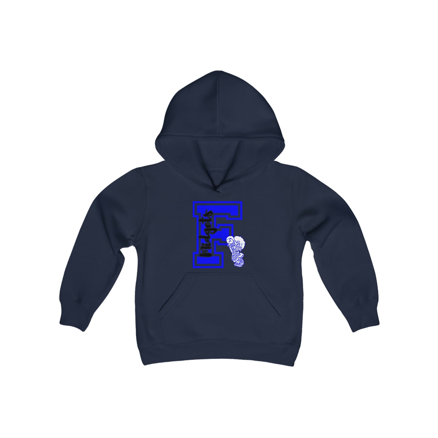 YOUTH - Give me an F - Freeburg Midgets Logo Youth Heavy Blend Hooded Sweatshirt