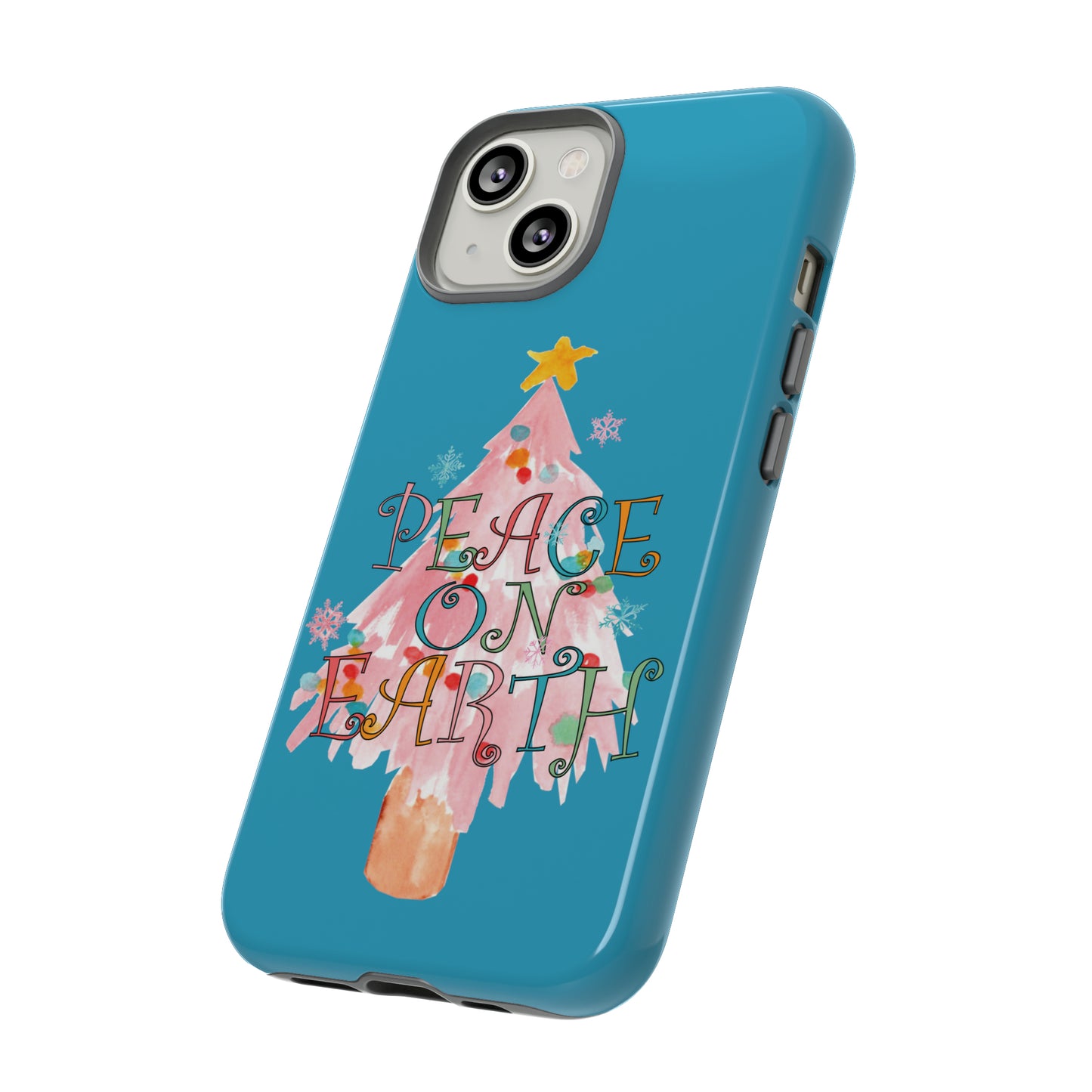 Peace on Earth Christmas/ Holiday Apple iPhone Tough Cases - Turquoise