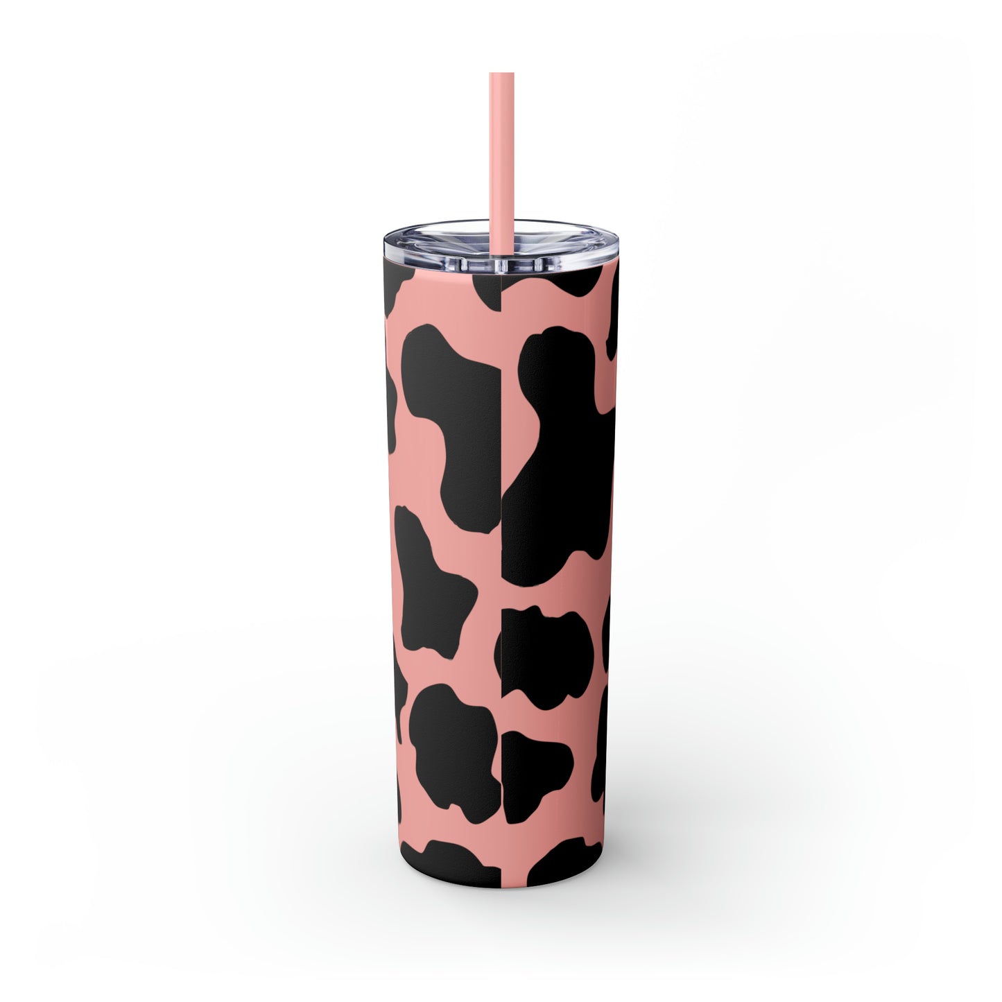 Country Cow Print Skinny Tumbler with Straw, 20oz