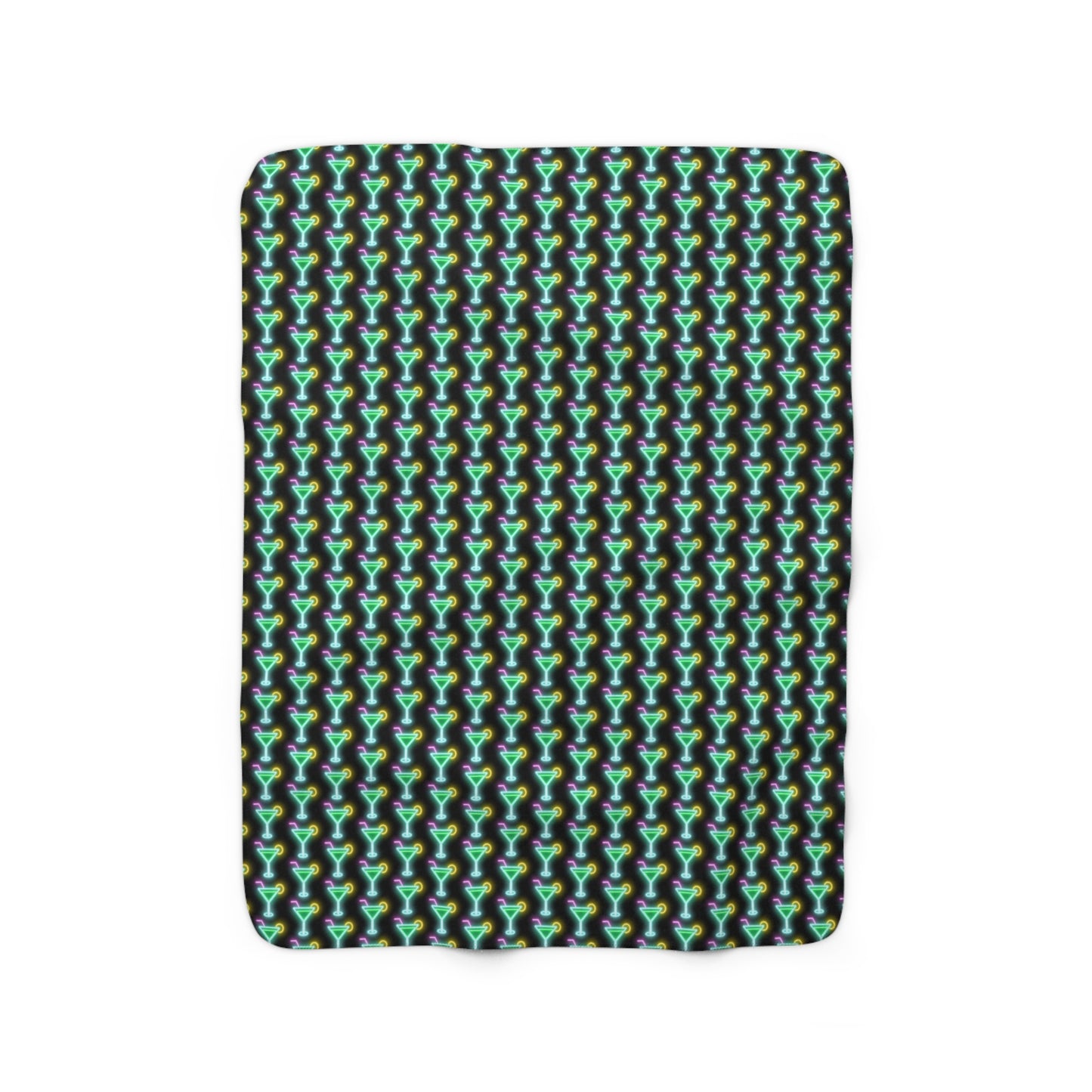 Party Birthday Drink Neon Cocktail Pattern Design Sherpa Fleece Blanket