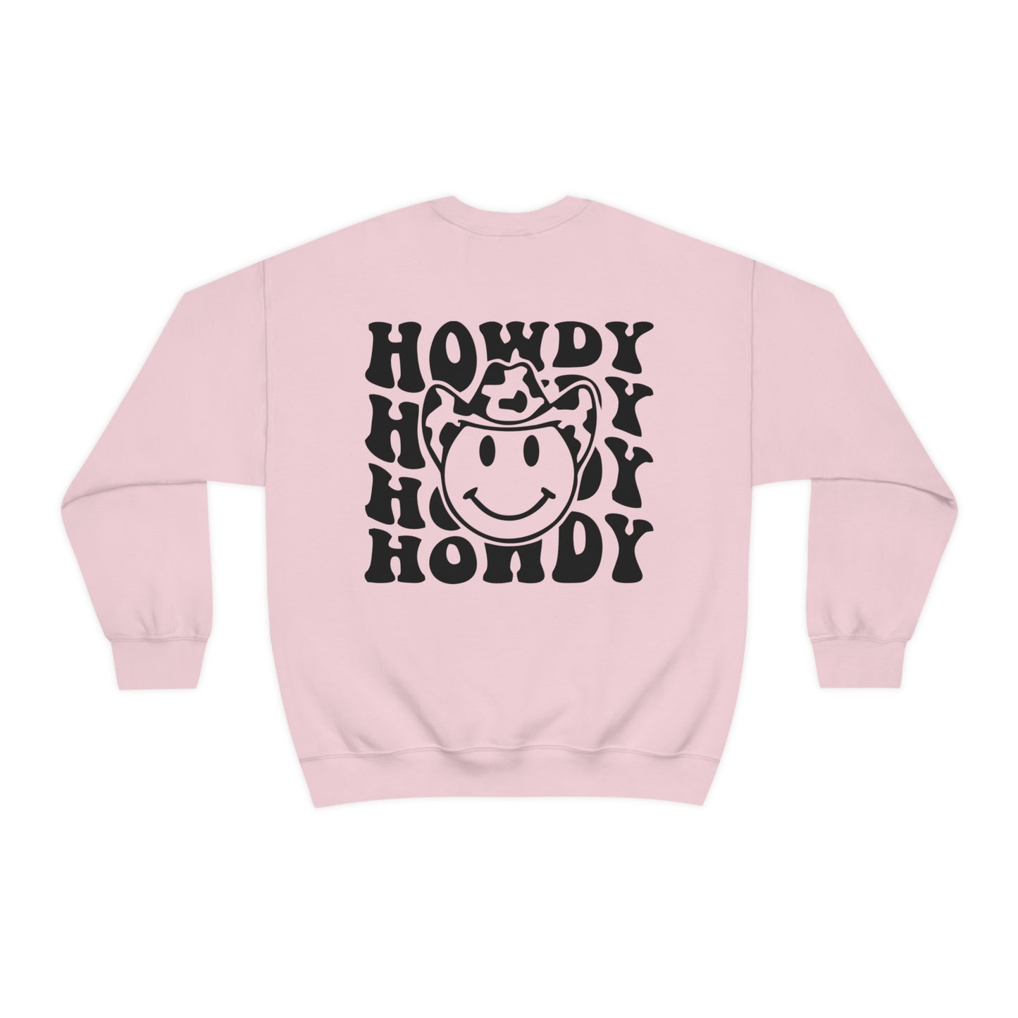 "Smiley Face HOWDY" (Front and Back Design) - Unisex Heavy Blend™ Crewneck Sweatshirt